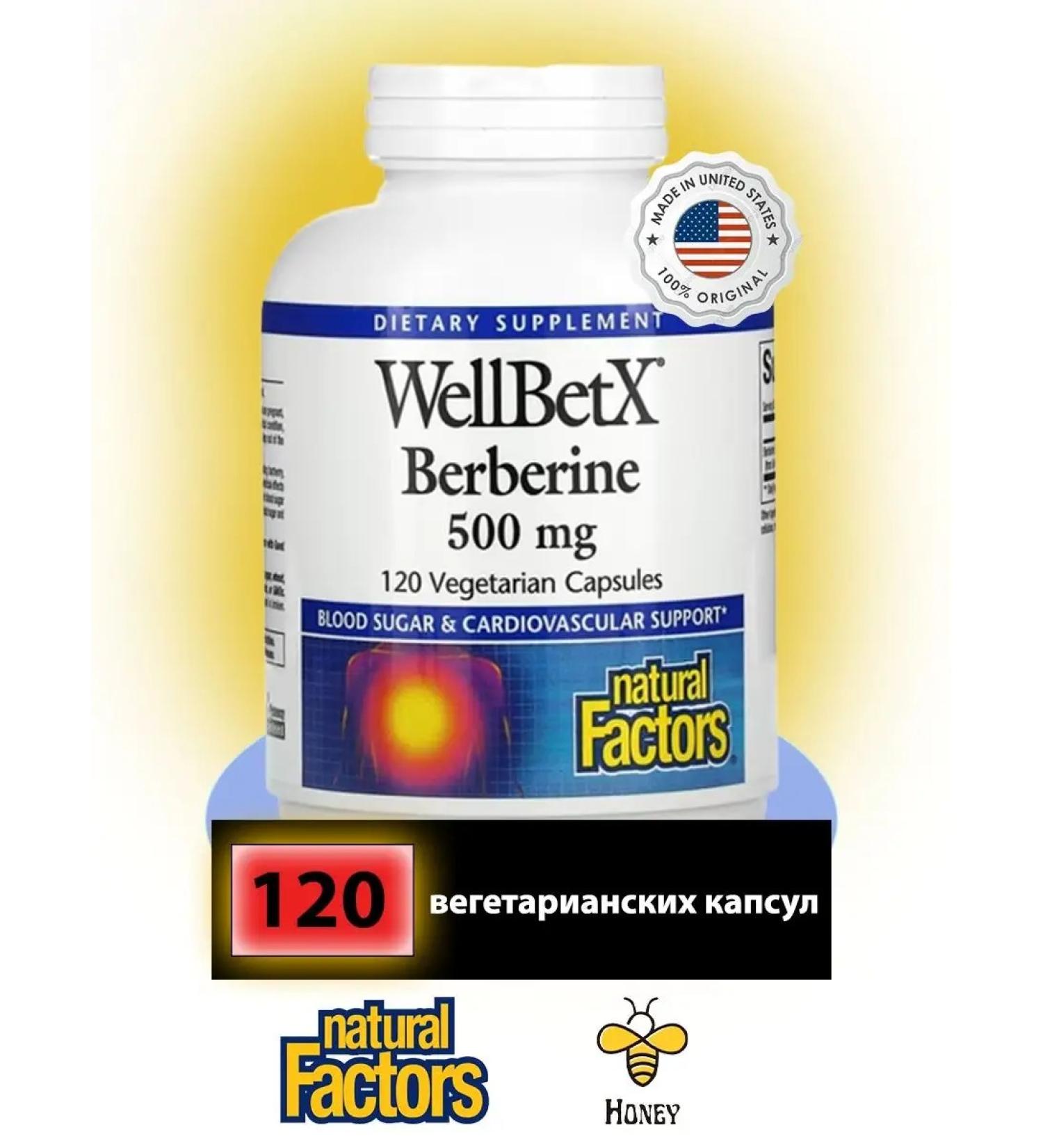 Natural Factors Wellbetx Berberin 500 mg 120 vegetarian capsules