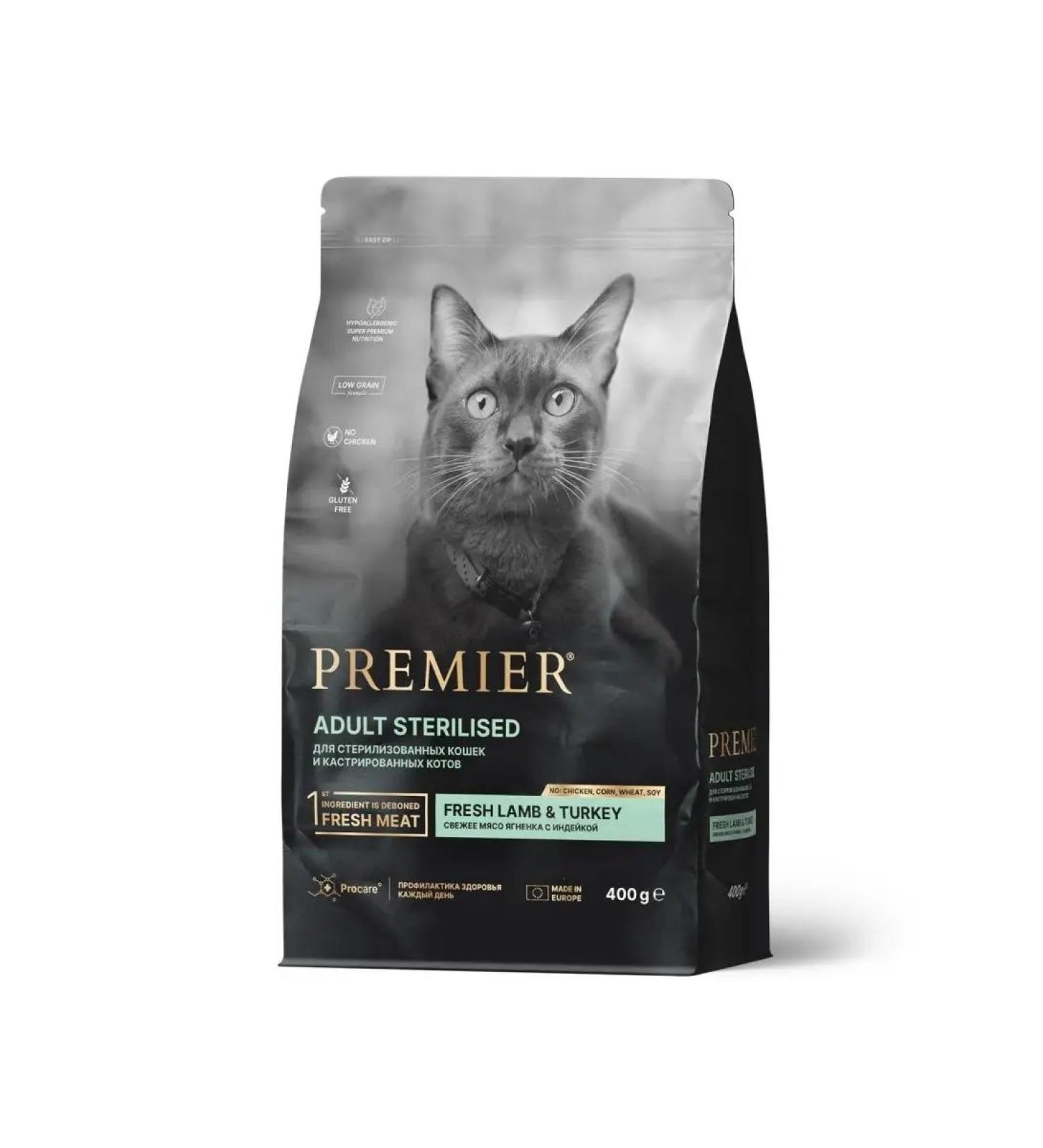 PREMIER Dry food for sterilized cats of lambs with turkey 400g turkey