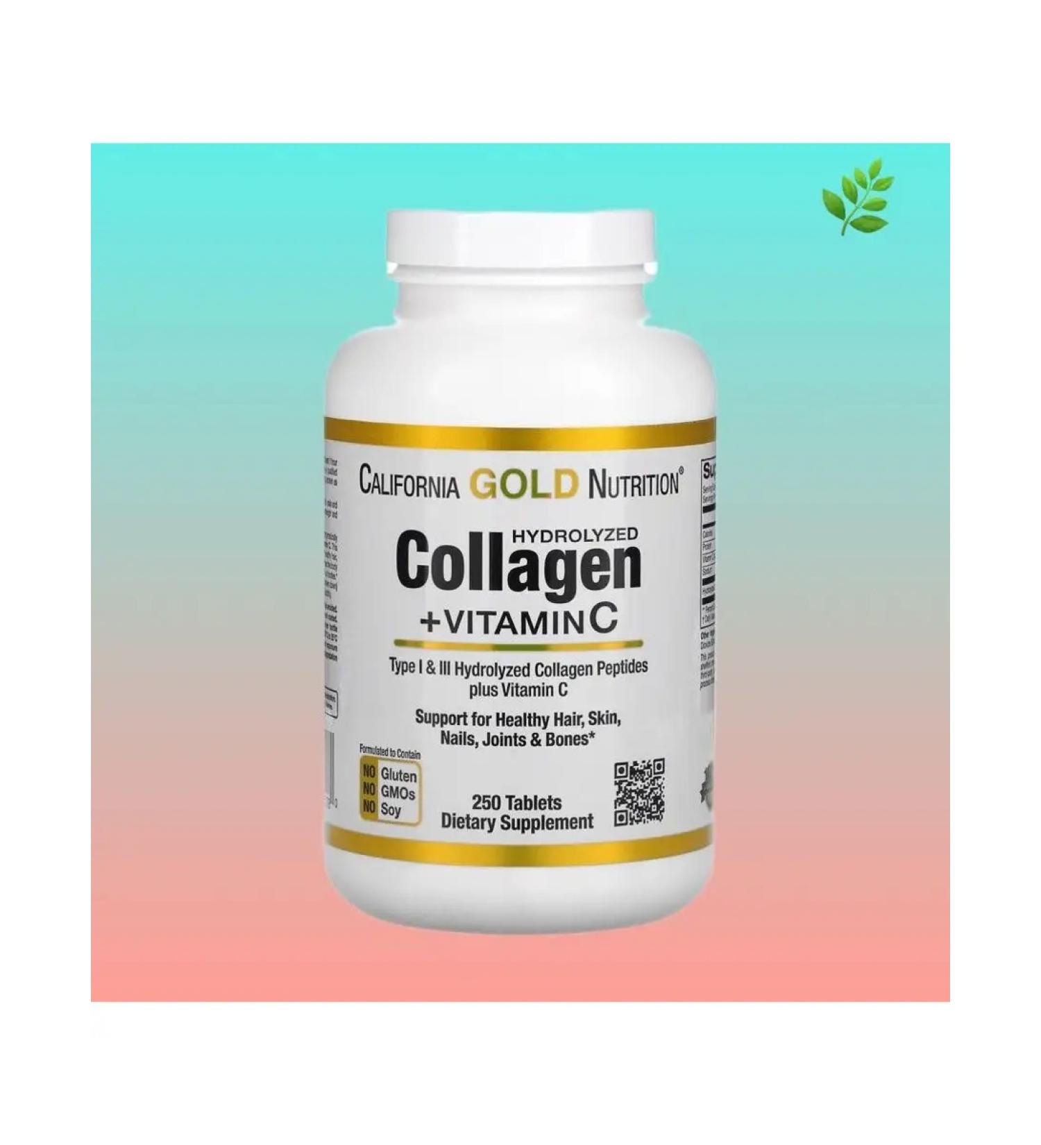 California Gold Nutrition Hydrolyzed collagen with vitamin C type 1 and 3 250 pcs