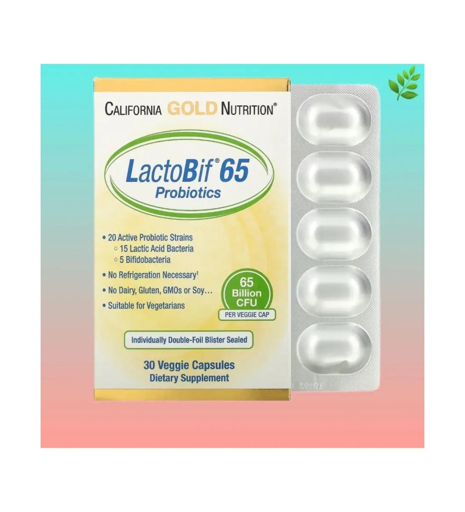 California Gold Nutrition Lactobif probiotics 65 billion 30 capsules
