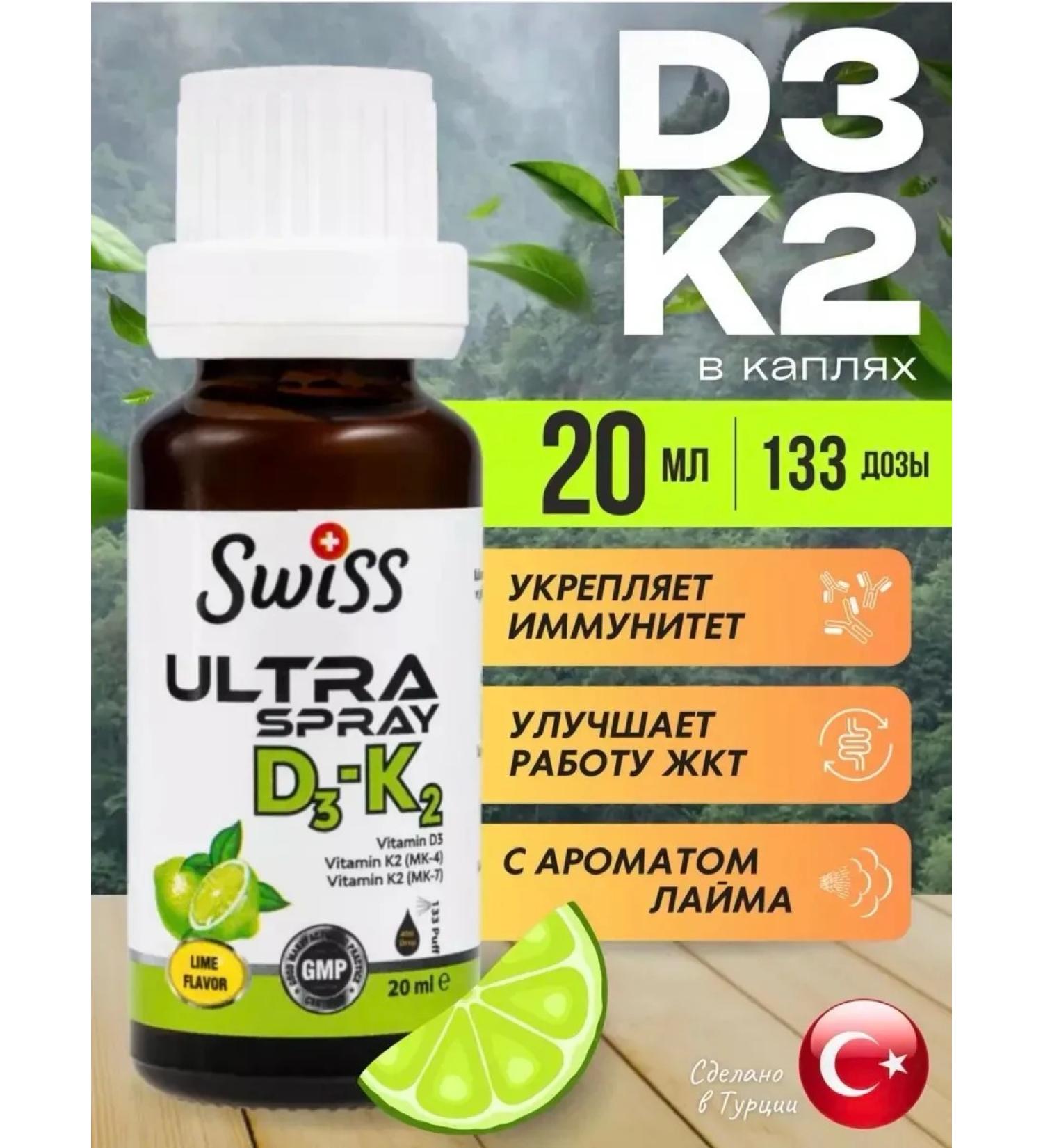 Swiss Vitamin D3 K2 Menakhinon Drops and Spray - Buy Online on GoSupps.com