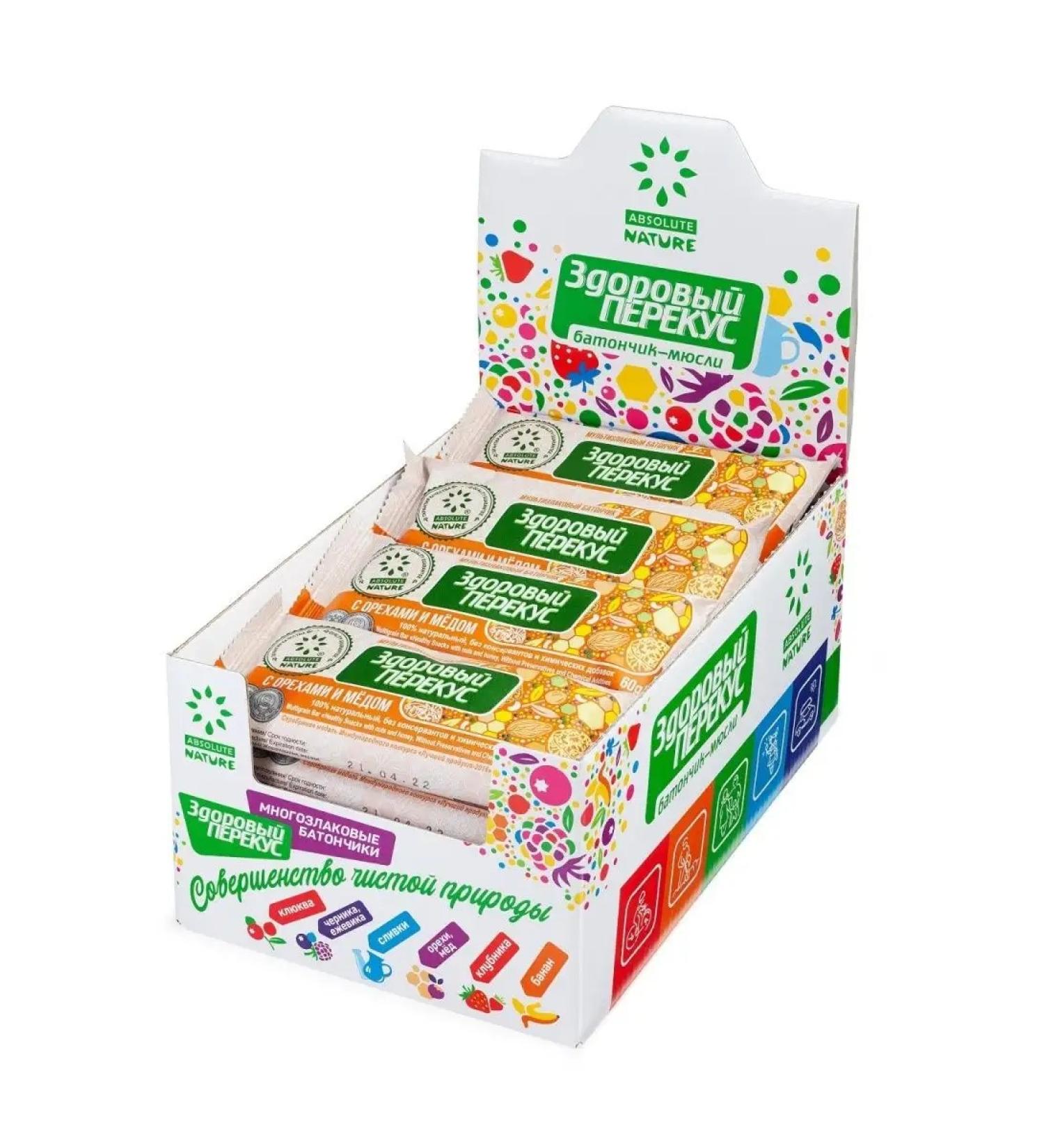 Healthy Snack Bank cereal with nuts and honey 20 pieces of 60 grams - Buy Online on GoSupps.com