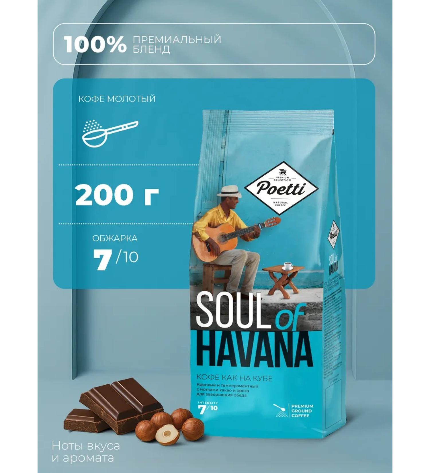 Poetti Ground Coffee Soul of Havana 200 gr - Buy Online on GoSupps.com
