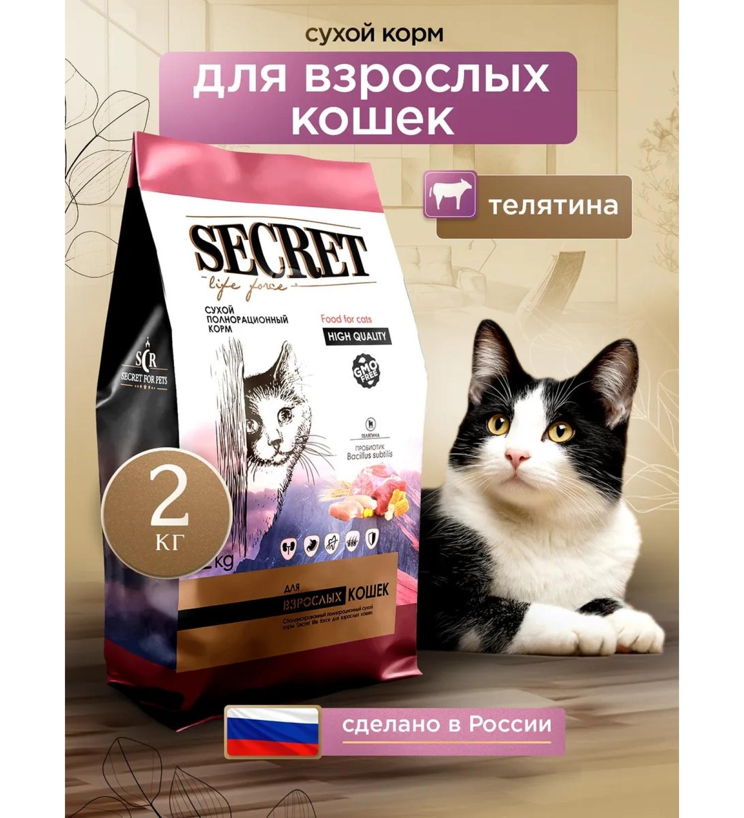 SECRET FOR PETS Cat food for dry veal 2 kg - Buy Online on GoSupps.com