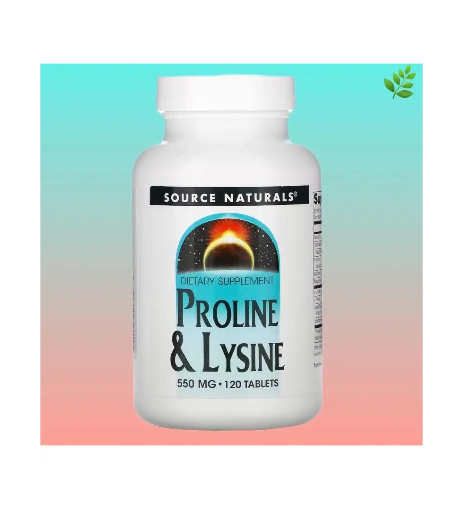 Source Naturals L-Prollyn and L-Lisin 550 mg 120 tablets