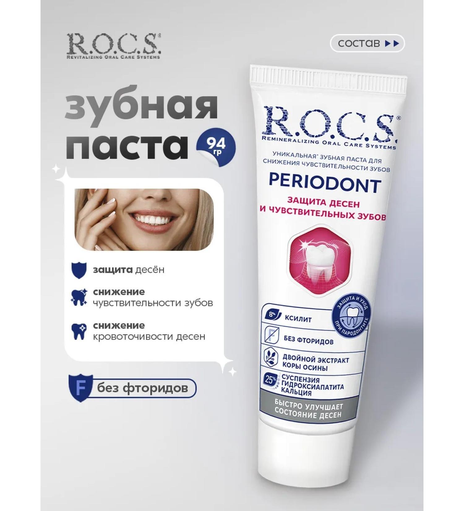 ROCS R.O.C.S toothpaste for sensitive teeth and gums 94g - Buy Online on GoSupps.com