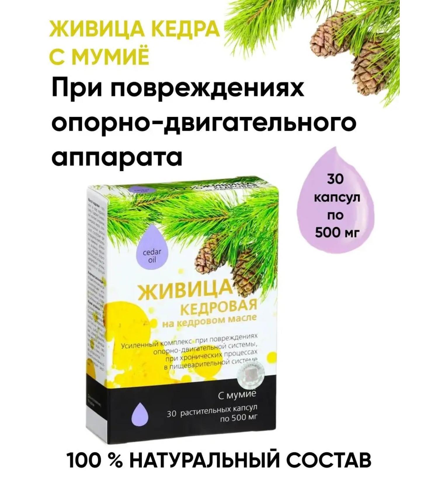 Cedar resin in cedar oil Kedrovka Zhivitsa with mummy for joints capsules 1 pc - Buy Online on GoSupps.com