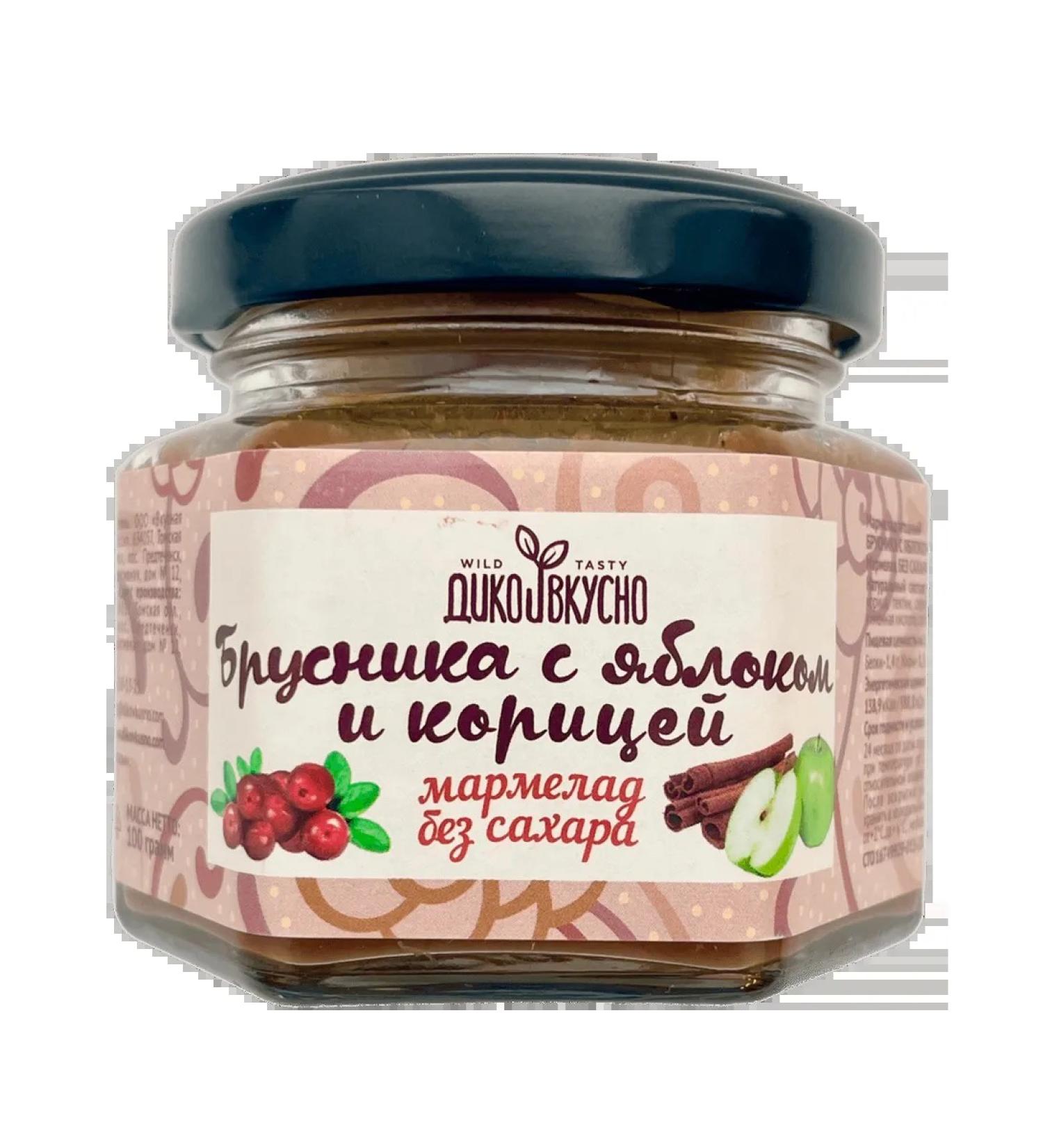 Wildly delicious Marmalade without sugar lingonberries with apple and cinnamon 100g - Buy Online on GoSupps.com