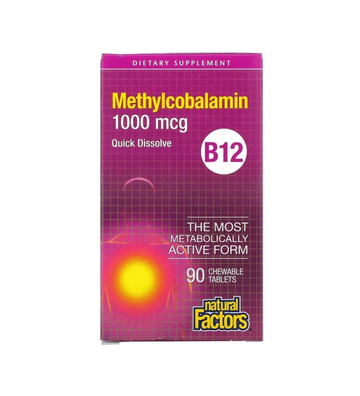 Natural Factors Methylcobalamin (B12) 1000 g 90 tablets - Buy Online on GoSupps.com