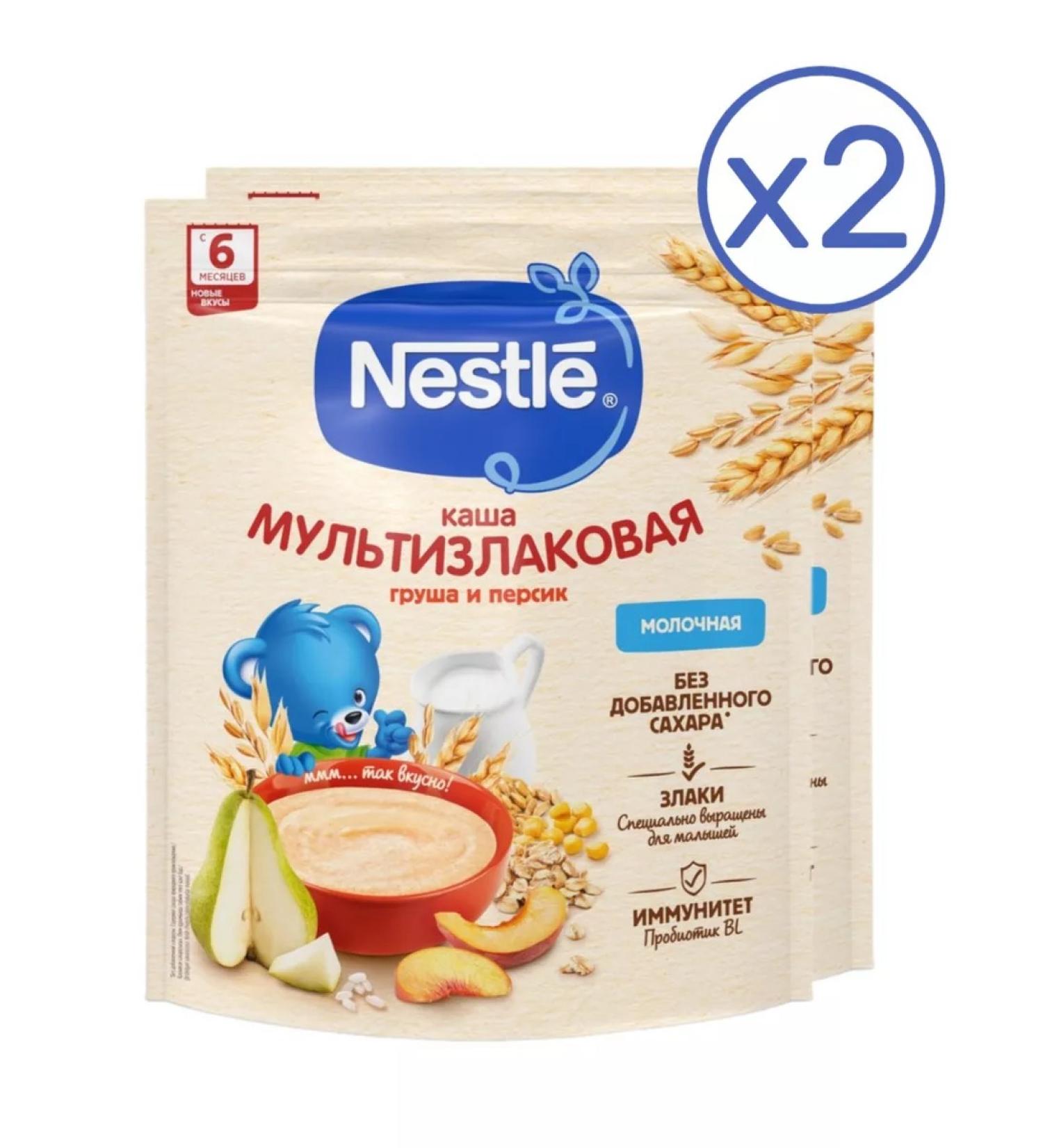 Nestle Milk porridge pear-peach from 6 months 200g 2 pcs - Buy Online on GoSupps.com