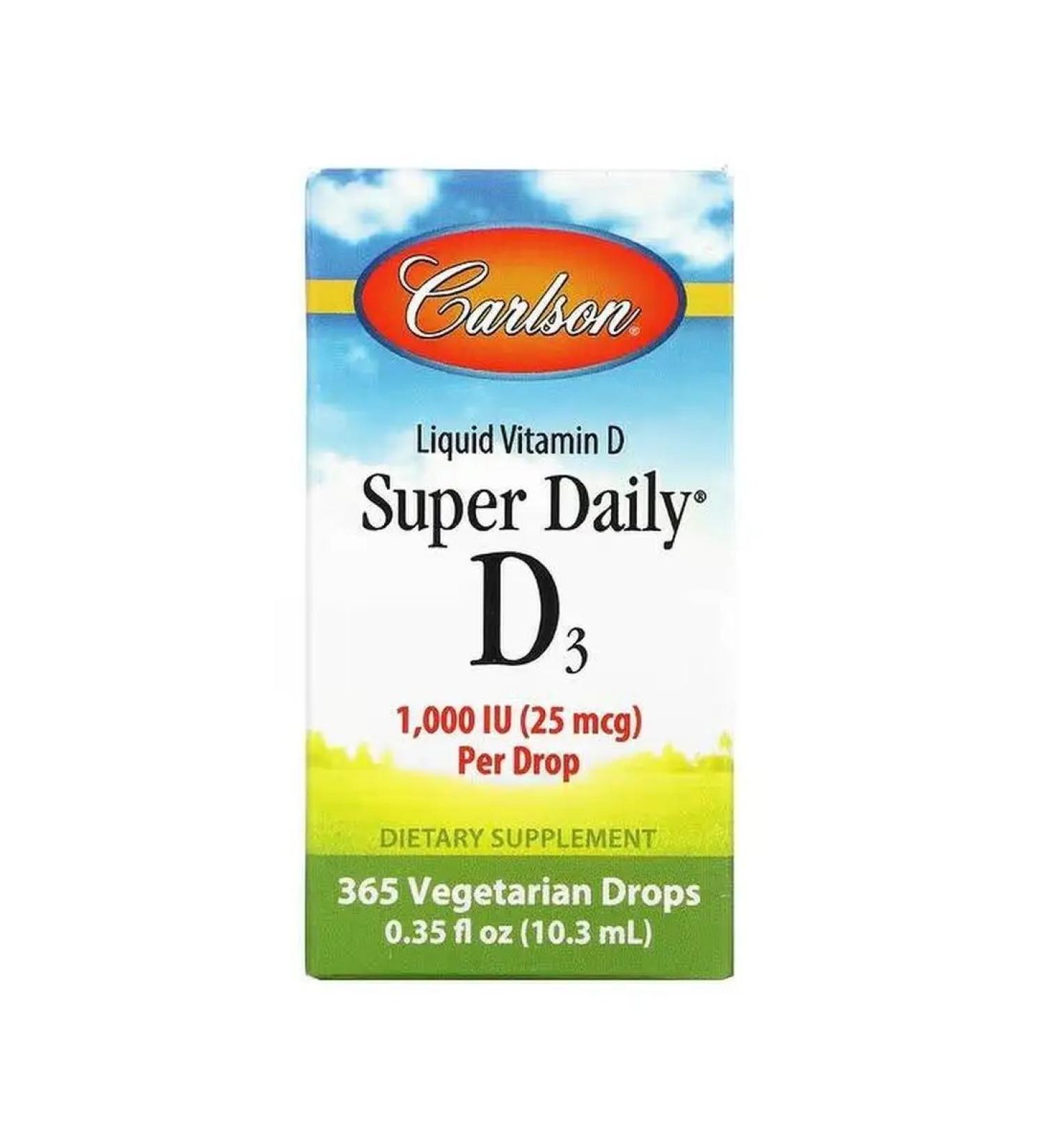 Carlson Super Daily D3 1000 IU 10.3 ml - Buy Online on GoSupps.com