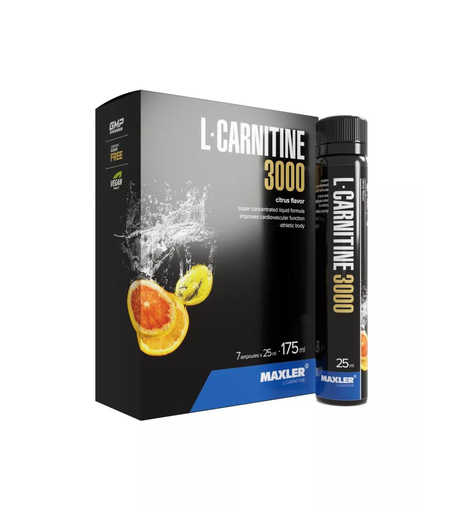 maxler L-carnitin liquid L-Carnitine 3000mg 7x25ml Citrus - Buy Online on GoSupps.com