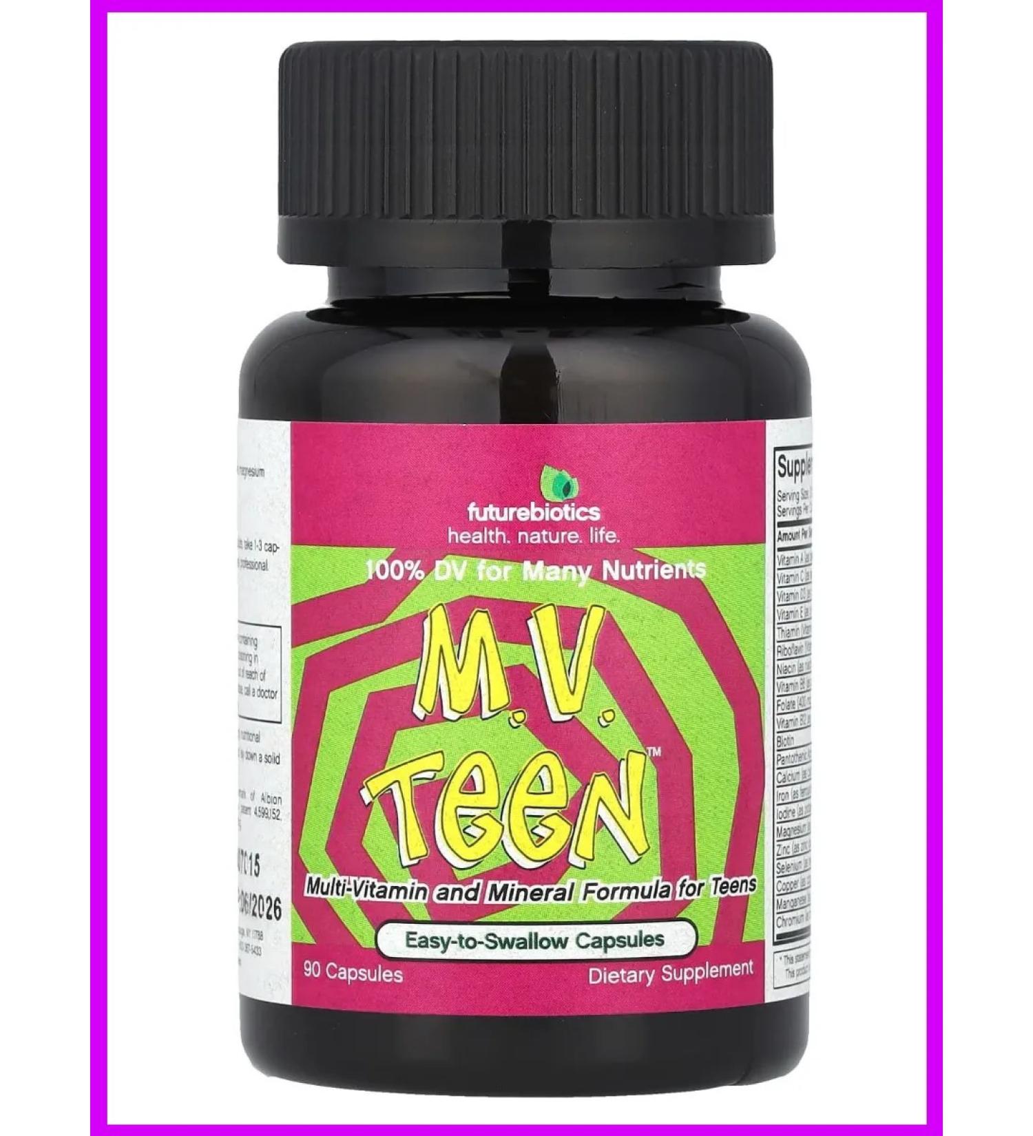 FutureBiotics M.V. Teen multivitamins for teenagers 90 capsules - Buy Online on GoSupps.com