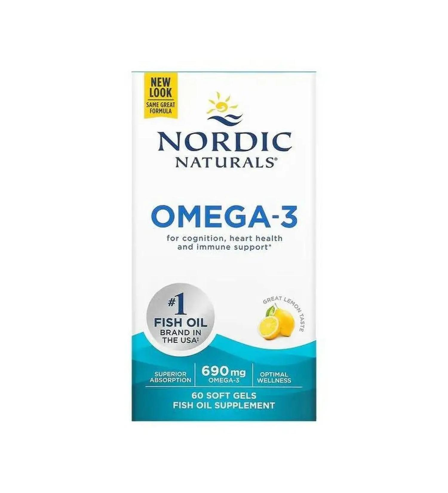 Nordic Naturals Omega-3 with lemon taste 345 mg 60 pcs - Buy Online on GoSupps.com