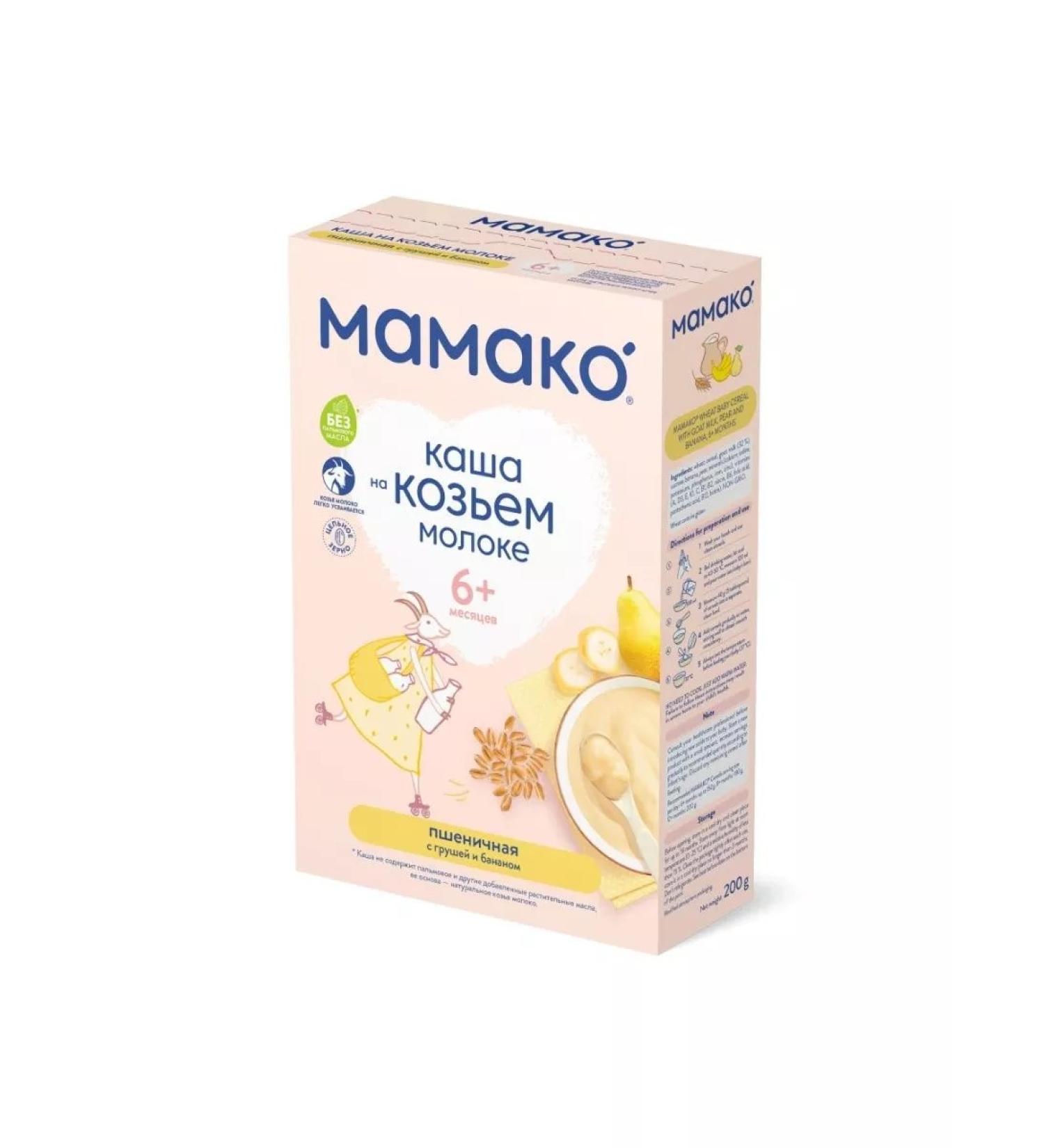 MAMAKO Wheat porridge with pears and banana on goat they say 200 g -1 pcs - Buy Online on GoSupps.com