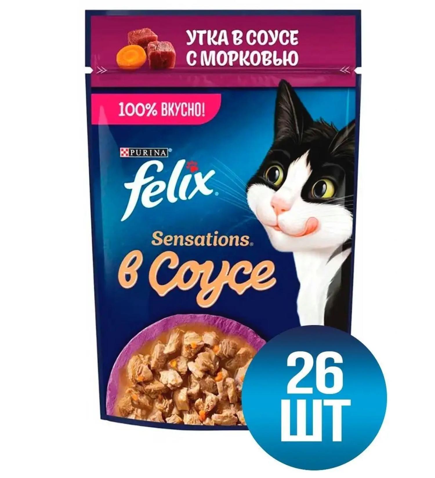 FELIX Wet food for cats duck and carrots in sauce 75 g 26pcs
