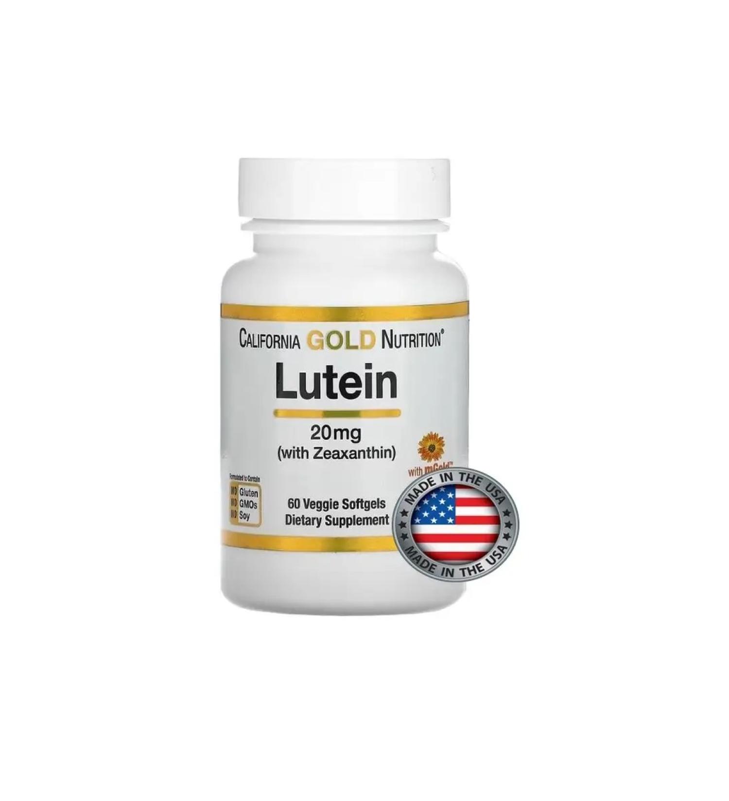 California Gold Nutrition Luthein with Zeaksantin 20 mg 60 capsules - Buy Online on GoSupps.com