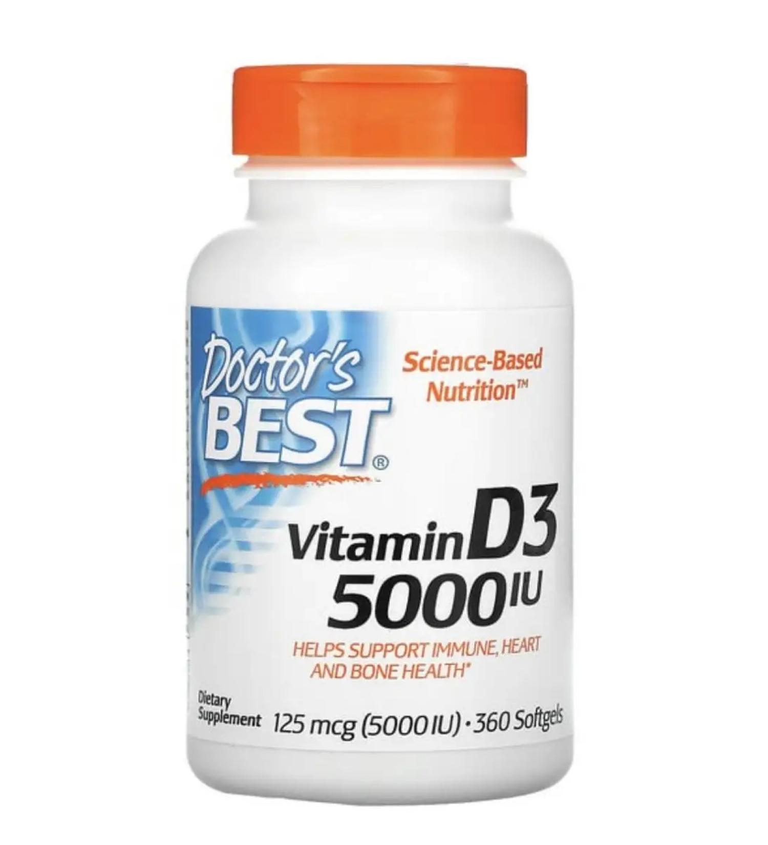 Doctor's Best Vitamin D3 Vitamin D3 5000 IU 360 Capsules