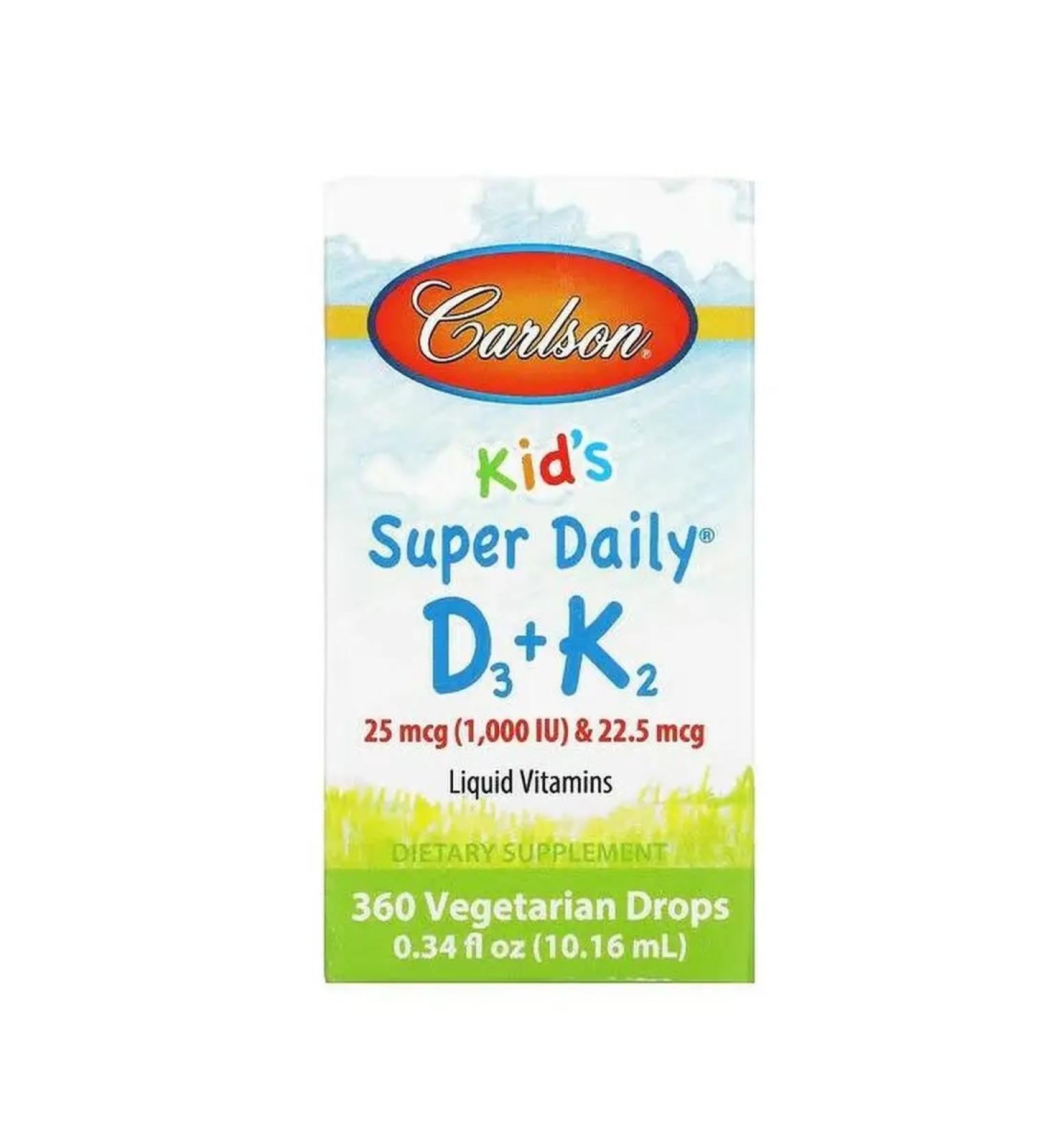 Carlson Super Daily Kids D3+K2 - Buy Online on GoSupps.com