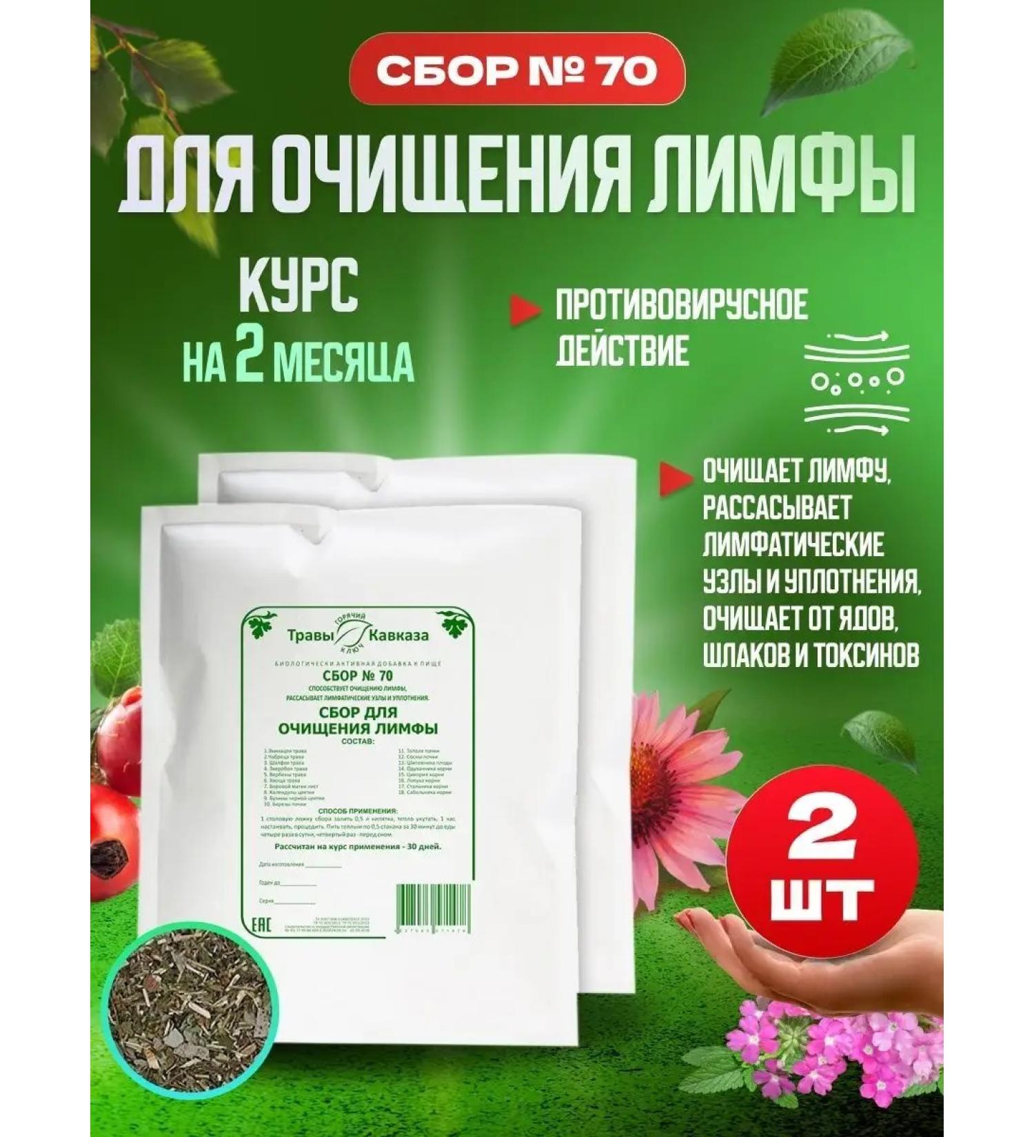 Herbs of the Caucasus Herbal collection 70 for cleansing lymph 2 pcs for 200 g - Buy Online on GoSupps.com