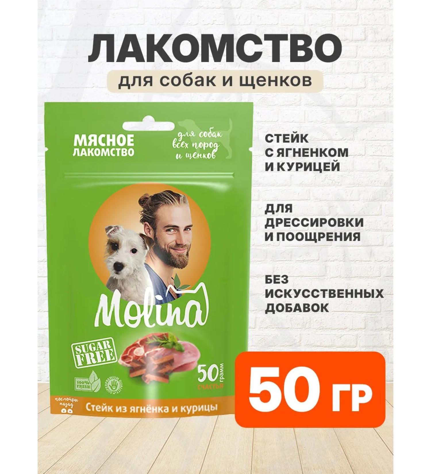 Molina Treat steak for dogs and puppies lamb chicken 50 g - Buy Online on GoSupps.com