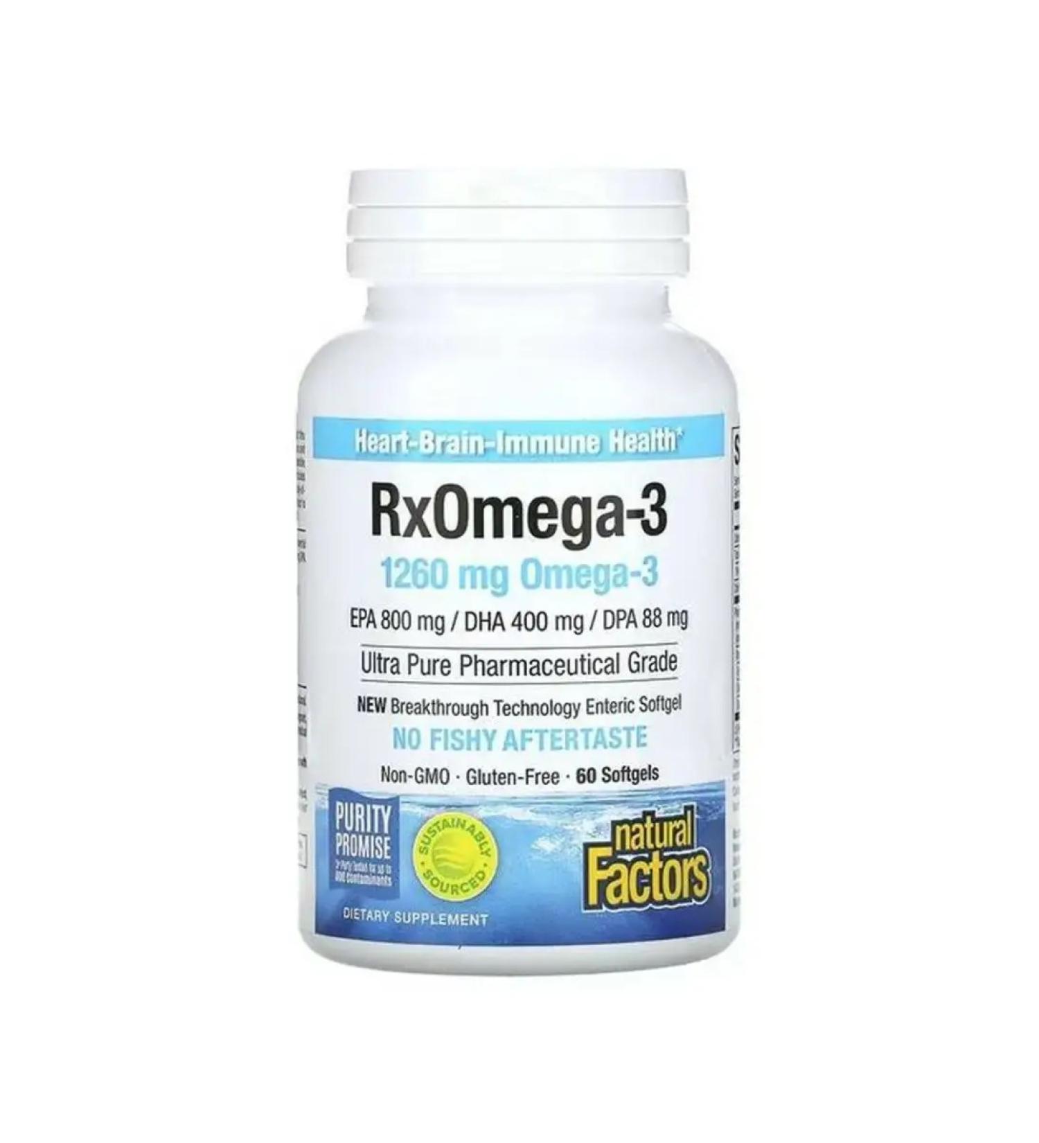Natural Factors RXOMEGA-3 630 mg 60 Enteripure capsules
