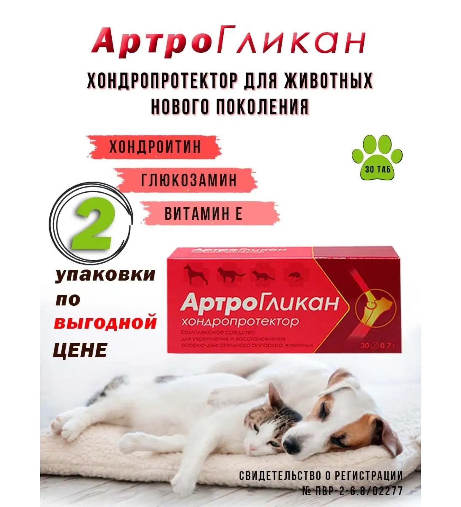 Arthroglycan Chondroprotector for dogs 2 packages of 30 tab - Buy Online on GoSupps.com