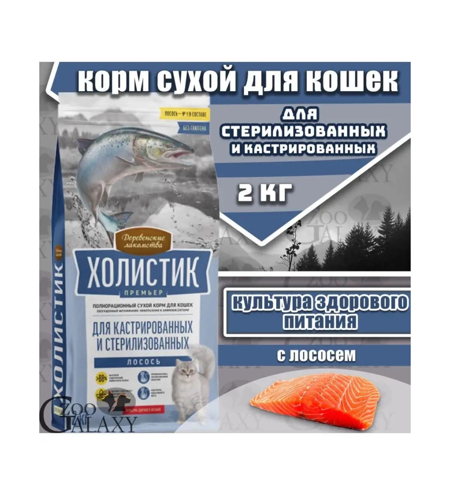 HOLISTIC PREMIER Dry food for sterilized cats with salmon 2 kg