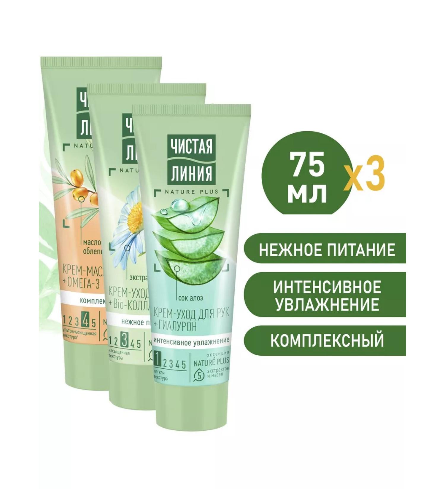 Clean line Set of hand creams 75ml 3pcs - Buy Online on GoSupps.com