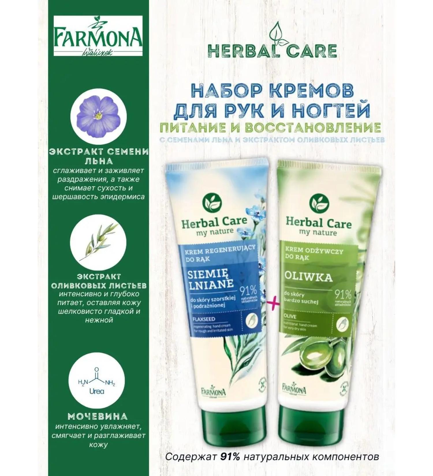 FARMONA Set of hand and nail creams seed linen+olive