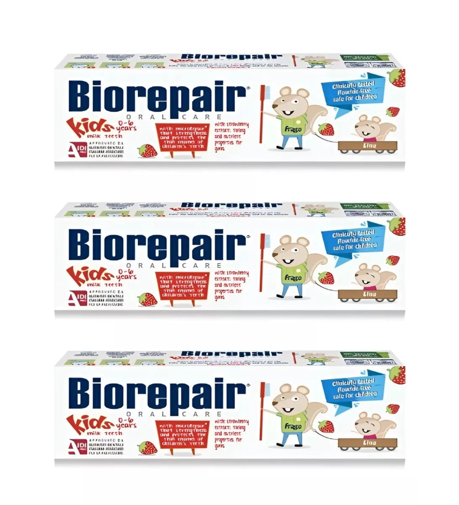 Biorepair Children's toothpaste 0-6 years old strawberries 50ml - 3pcs