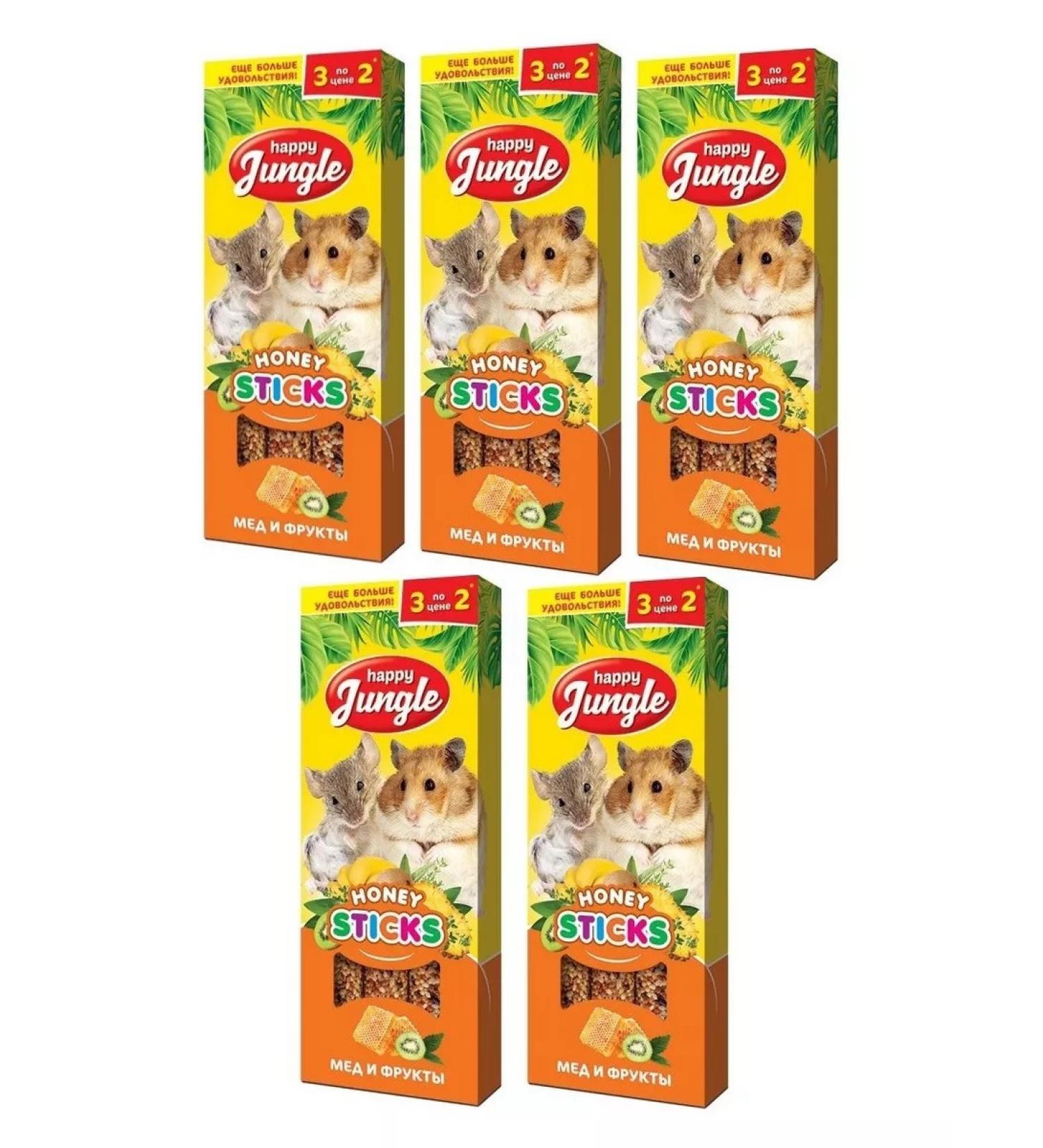 HAPPY JUNGLE Sticks for small rodents honey+fruits 3pcs (5 pieces) - Buy Online on GoSupps.com