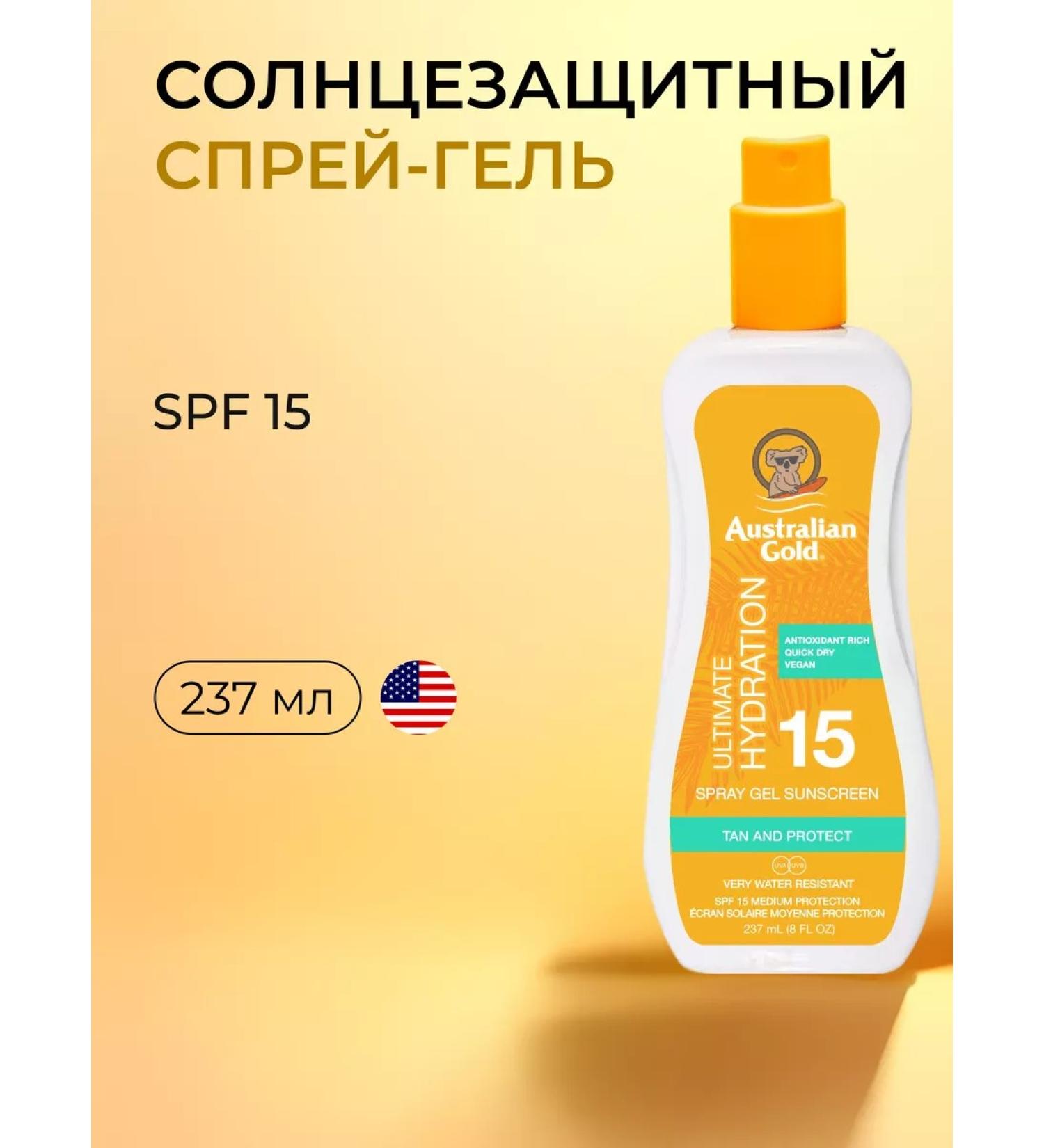 Australian Gold Spray Gel SPF 15 Spray Gel Ultimate Hydration - Buy Online on GoSupps.com