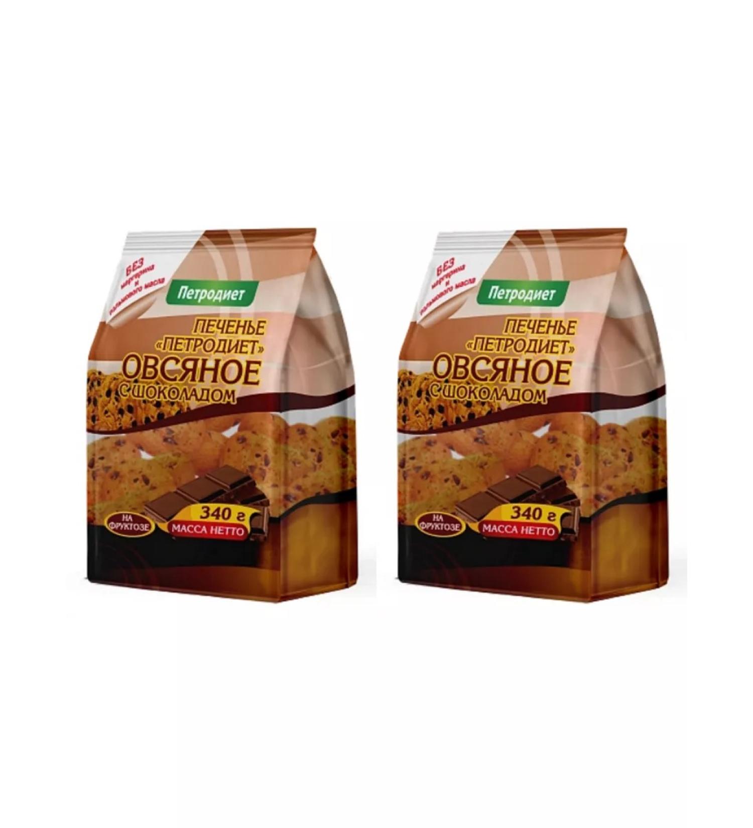 Petrodiet Oatmeal cookies with chocolate crumb 2 U to 340 grams - Buy Online on GoSupps.com