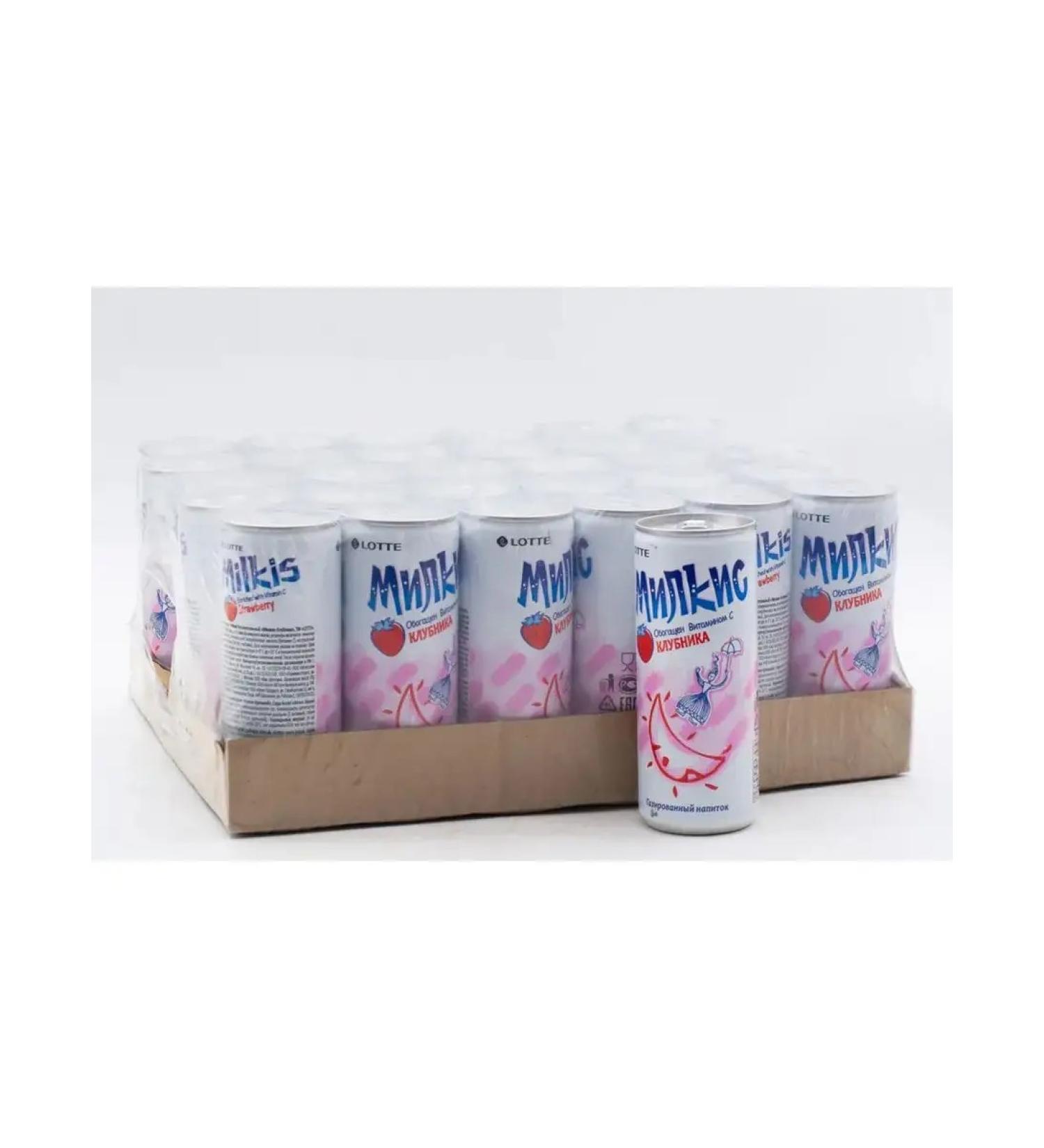 Lotte Drink Milkis strawberries 250 ml 30pcs - Buy Online on GoSupps.com