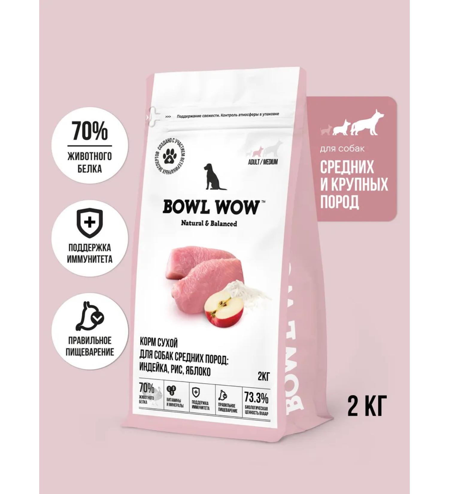 BOWL WOW Dog food dry for medium breeds 2 kg - Buy Online on GoSupps.com