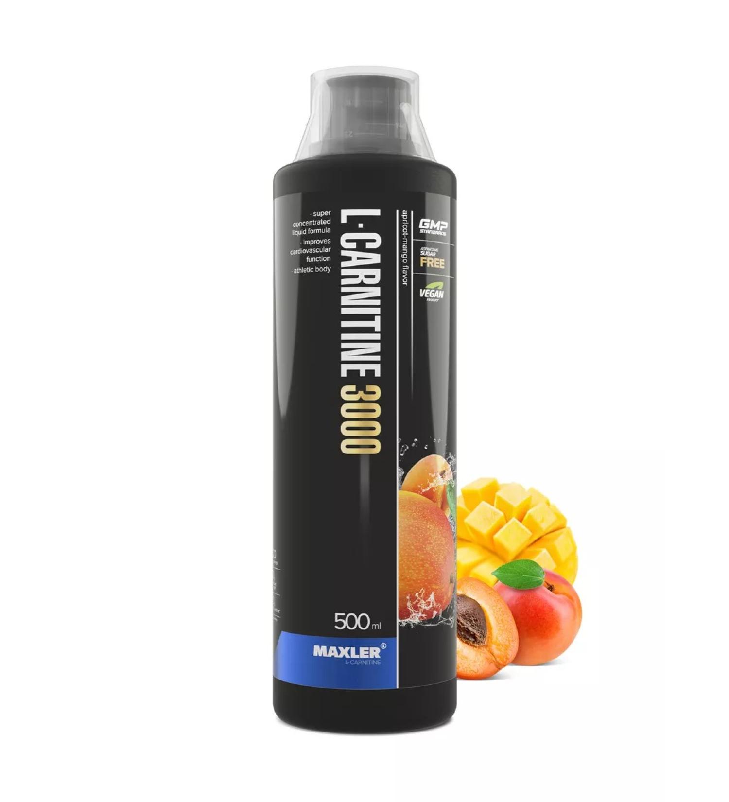 maxler Carnitin liquid L-Carnitine 3000mg 500ml apricot mango - Buy Online on GoSupps.com