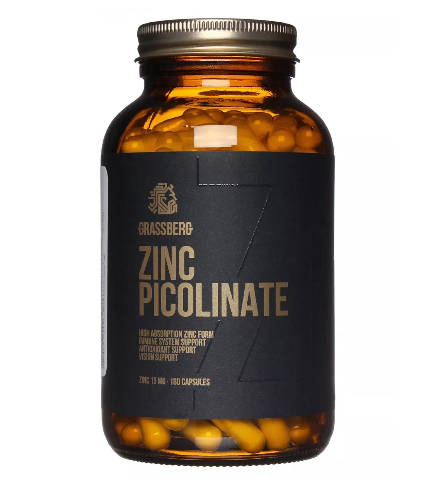 GRASSBERG Picoline zinc 15 mg 180 capsules - Buy Online on GoSupps.com