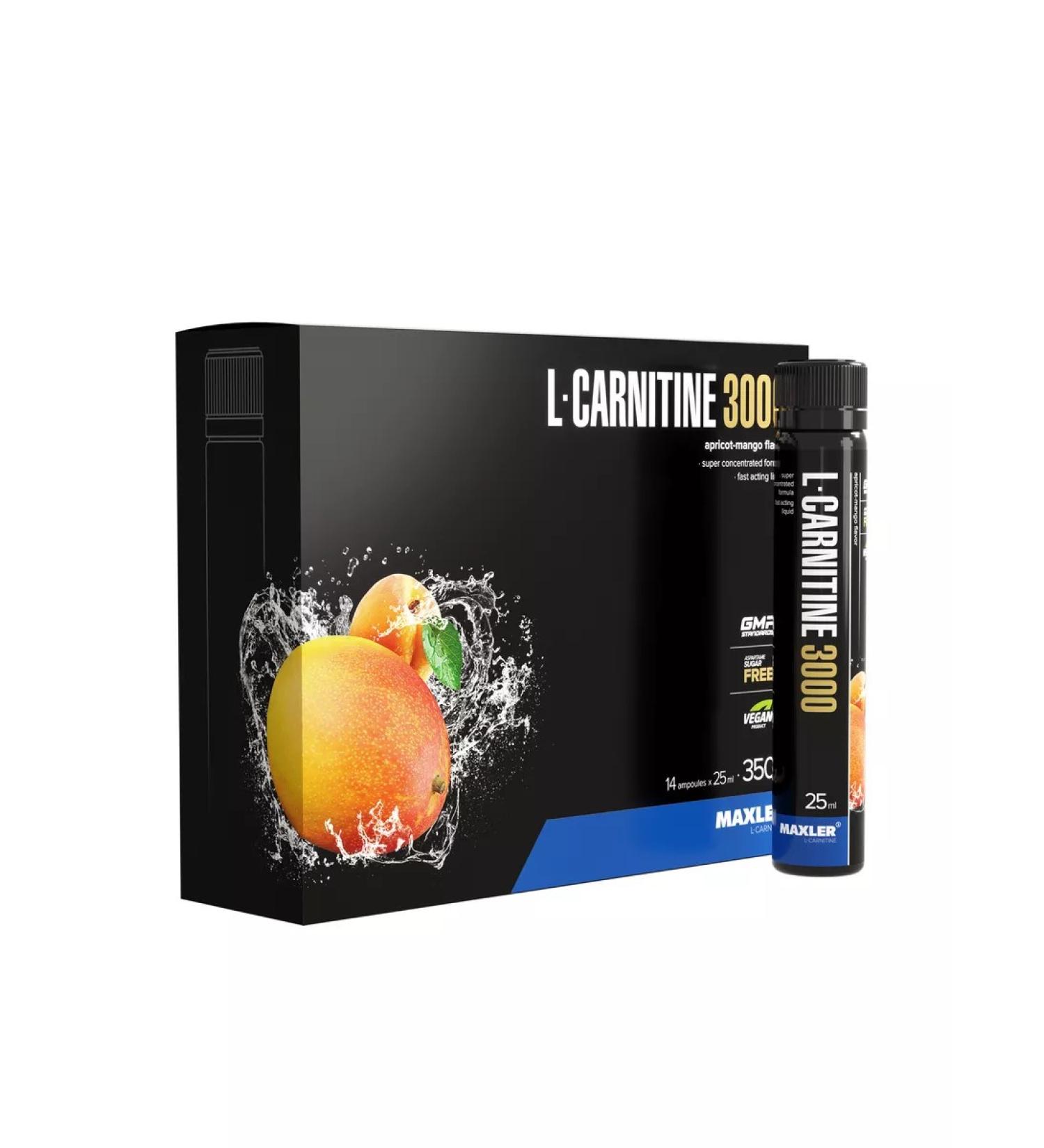 maxler Carnitin liquid L-Carnitine 3000mg 14x25ml apricot-mango - Buy Online on GoSupps.com