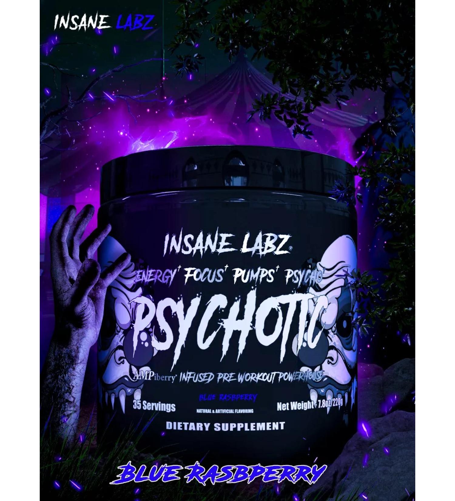 Insane Labz Psychotic Black Psychotik Black Blue Rasbperry 35 servings - Buy Online on GoSupps.com