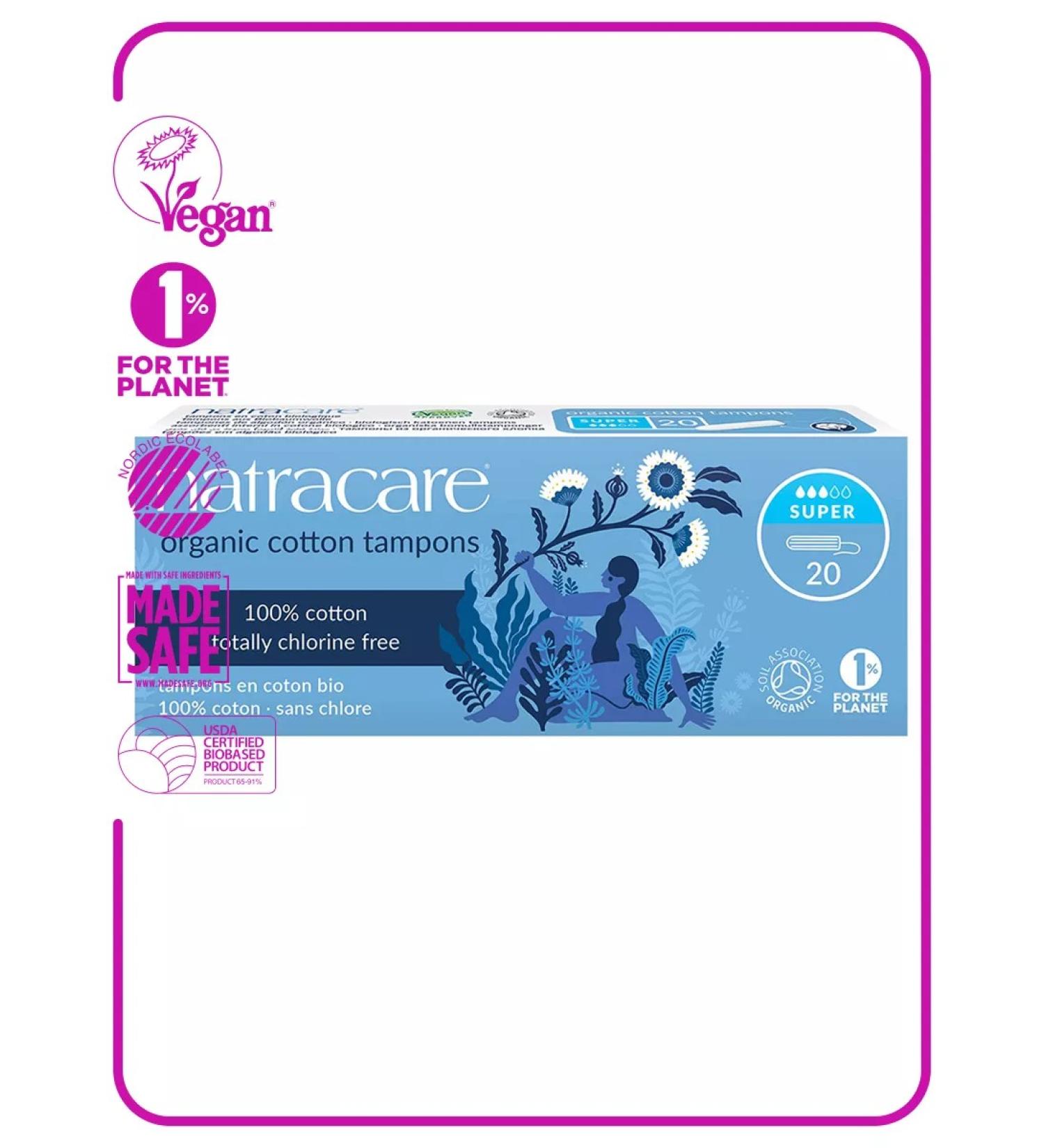 NATRACARE Organic tampons Super 3 drops 20 pcs - Buy Online on GoSupps.com