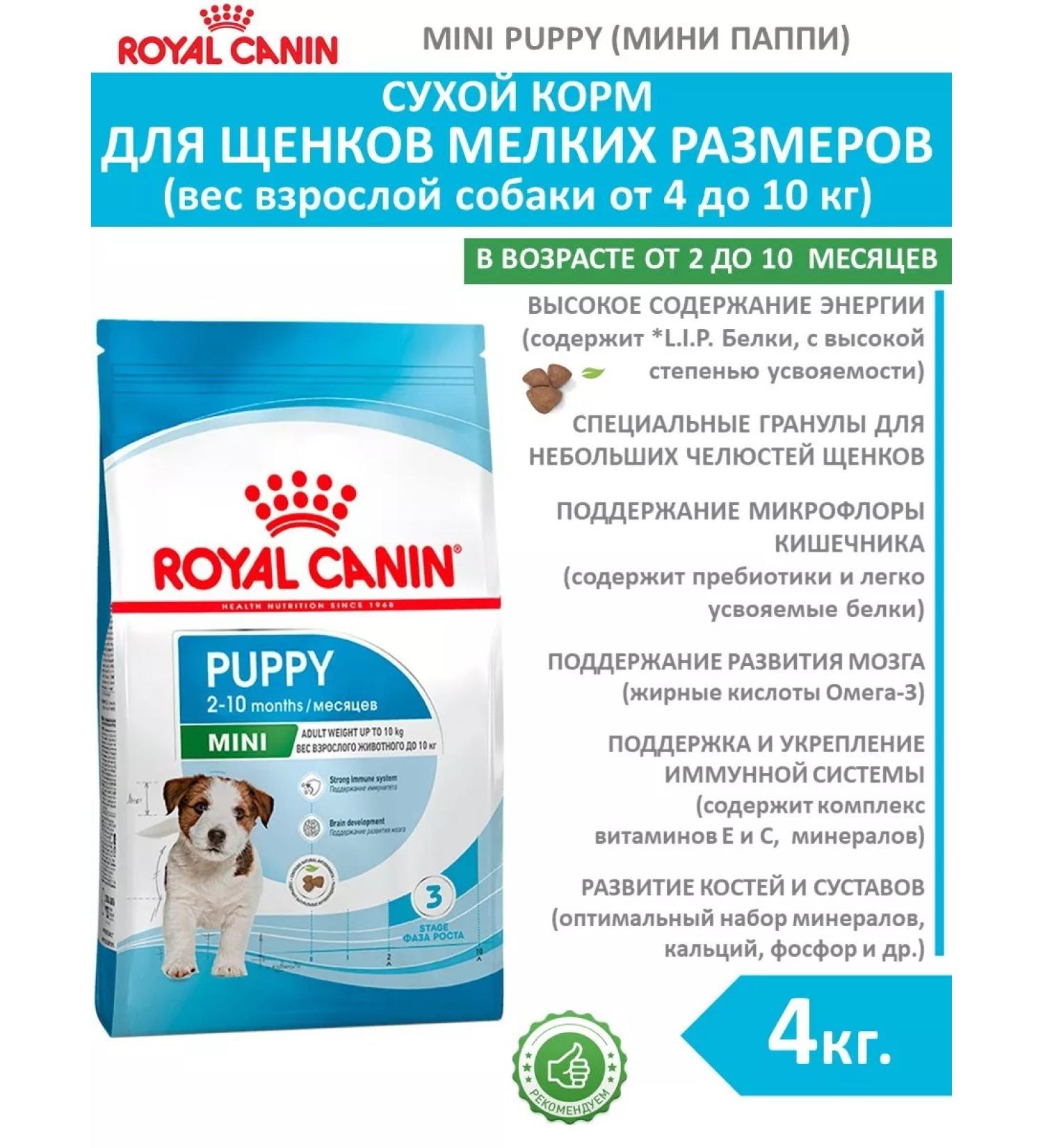 ROYAL CANIN Dry food for small mini puppy 4 kg puppies - Buy Online on GoSupps.com