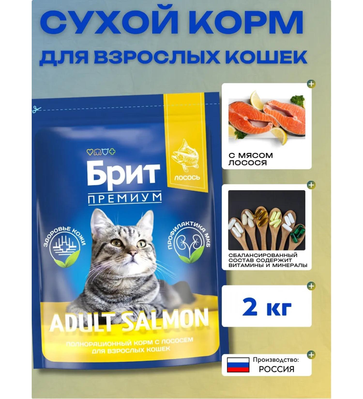 BRIT PREMIUM Dry food for adult cats with salmon 2 kg - Buy Online on GoSupps.com