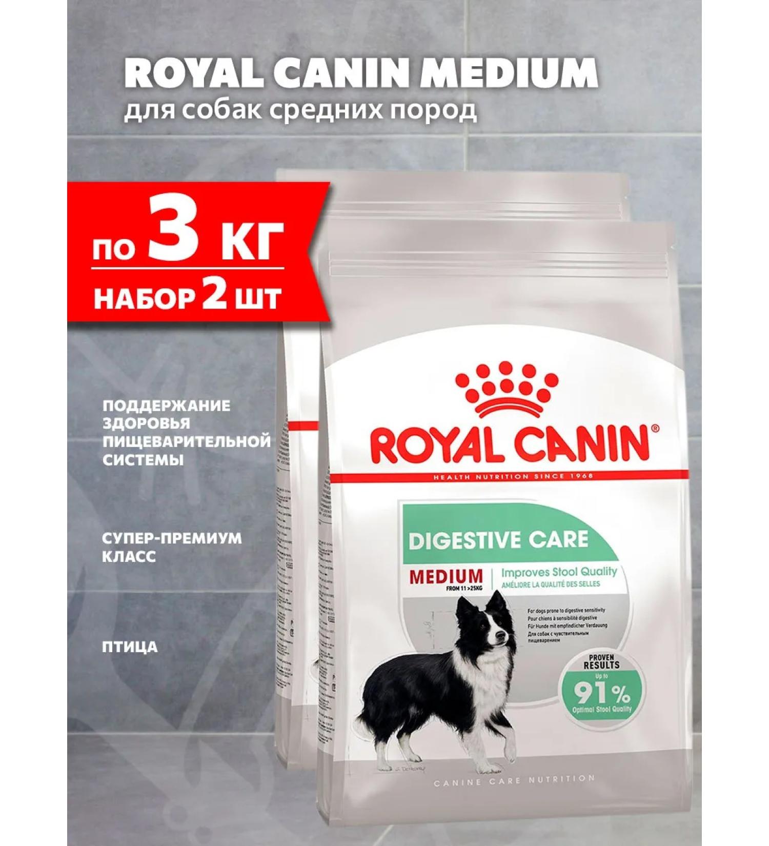 ROYAL CANIN Dry Medium Digestive Care for dogs 3 kg 2 pcs - Buy Online on GoSupps.com