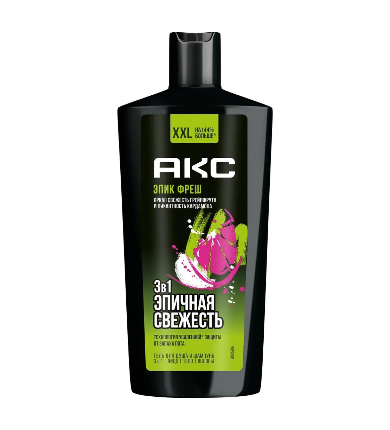 AKC Shower gel 3 in 1 grapefruit and cardamom husband 610 ml - Buy Online on GoSupps.com