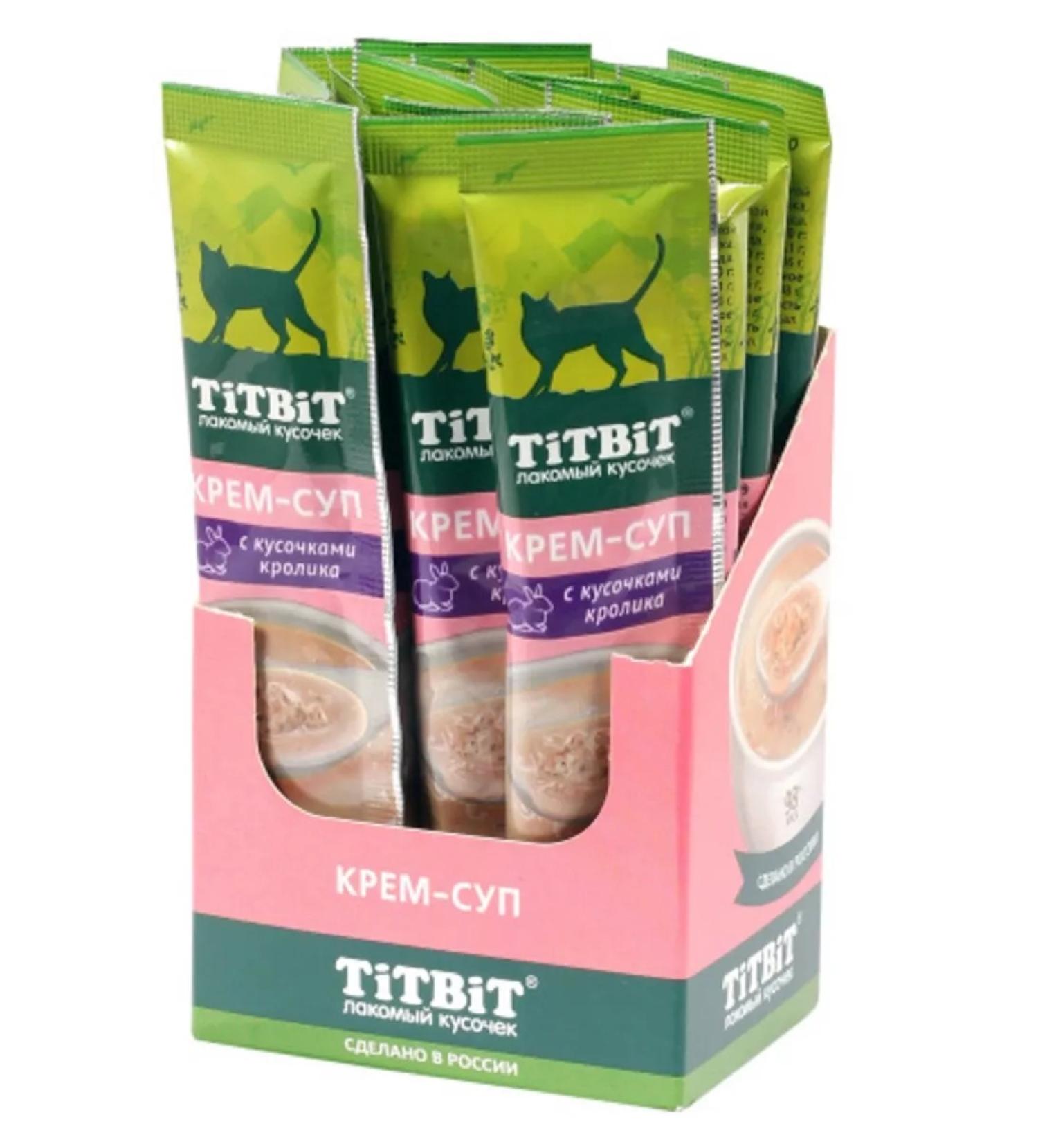 Titbit Cream-soup for cats with pieces of rabbit 10g x 16 pcs - Buy Online on GoSupps.com