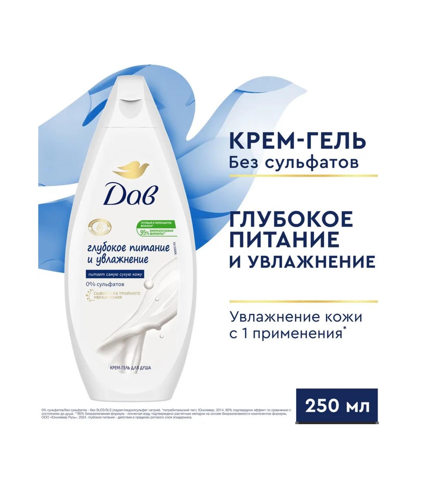 Dav Cream-gel shower deep nutrition and moisturizing 250 ml - Buy Online on GoSupps.com