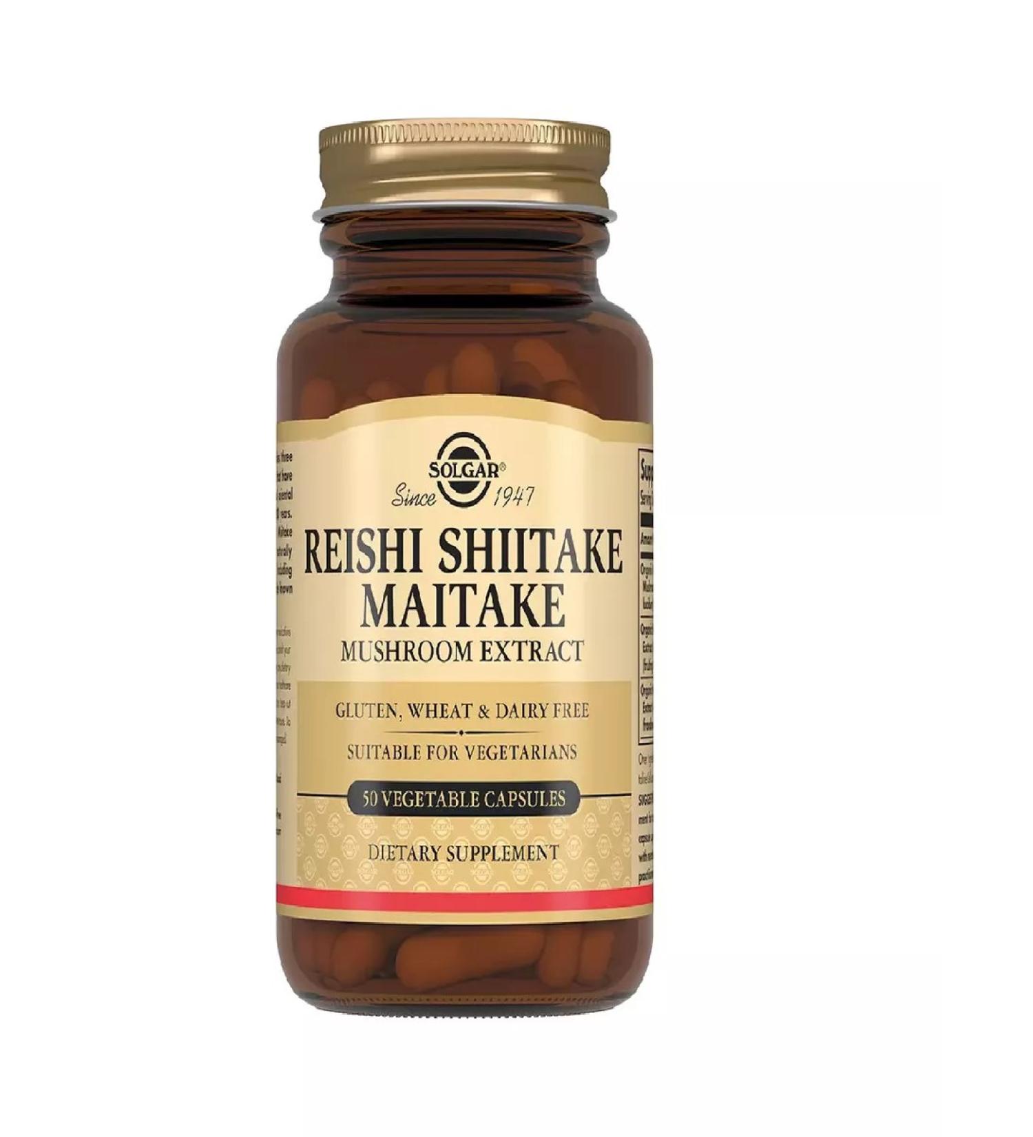 SOLGAR Capsules Extract of Reishi mushrooms Shiitak and Maitaka 50 pieces - Buy Online on GoSupps.com