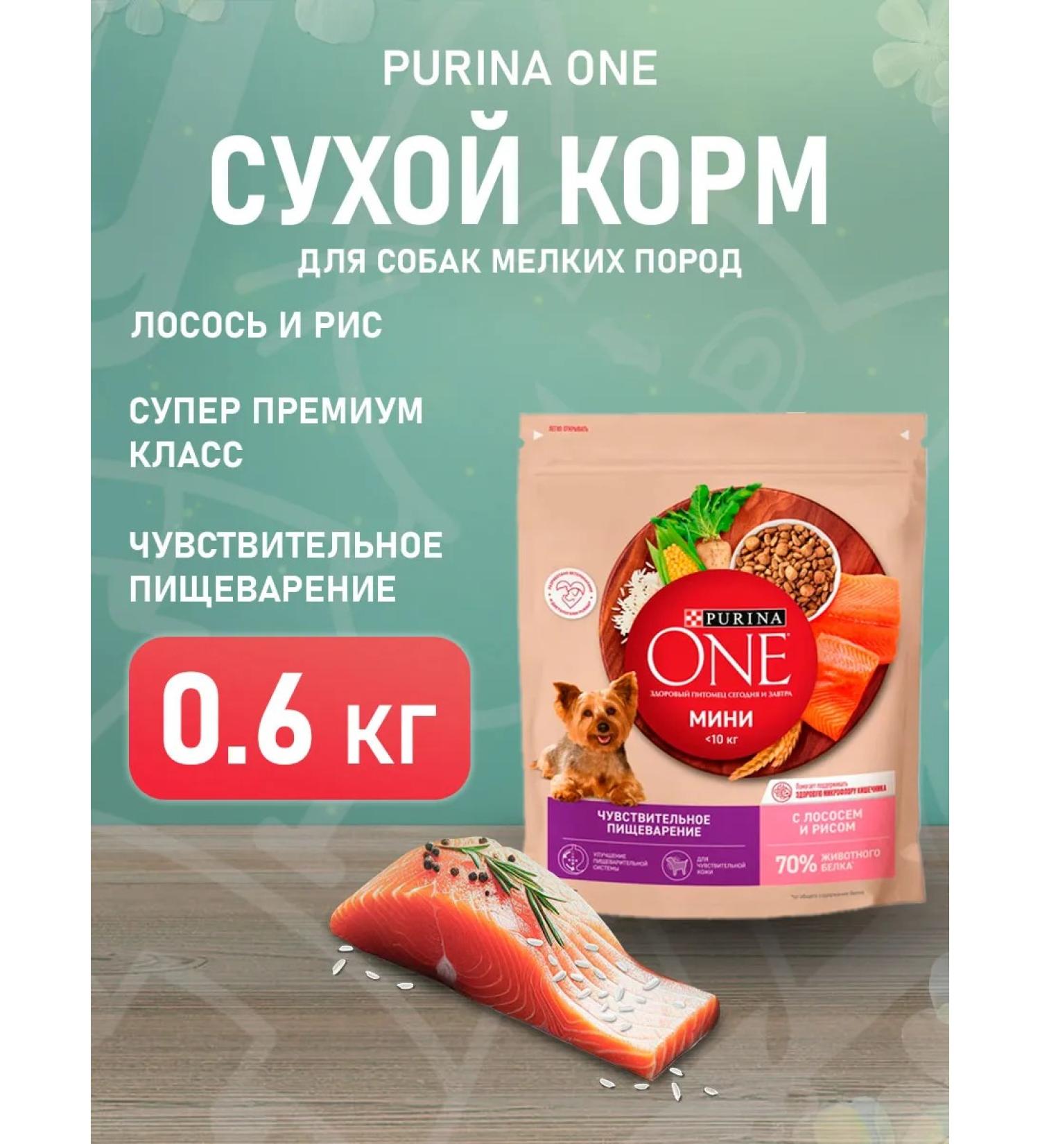 PURINA ONE Dry mini -digesting small dogs Salmon 0.6 kg - Buy Online on GoSupps.com