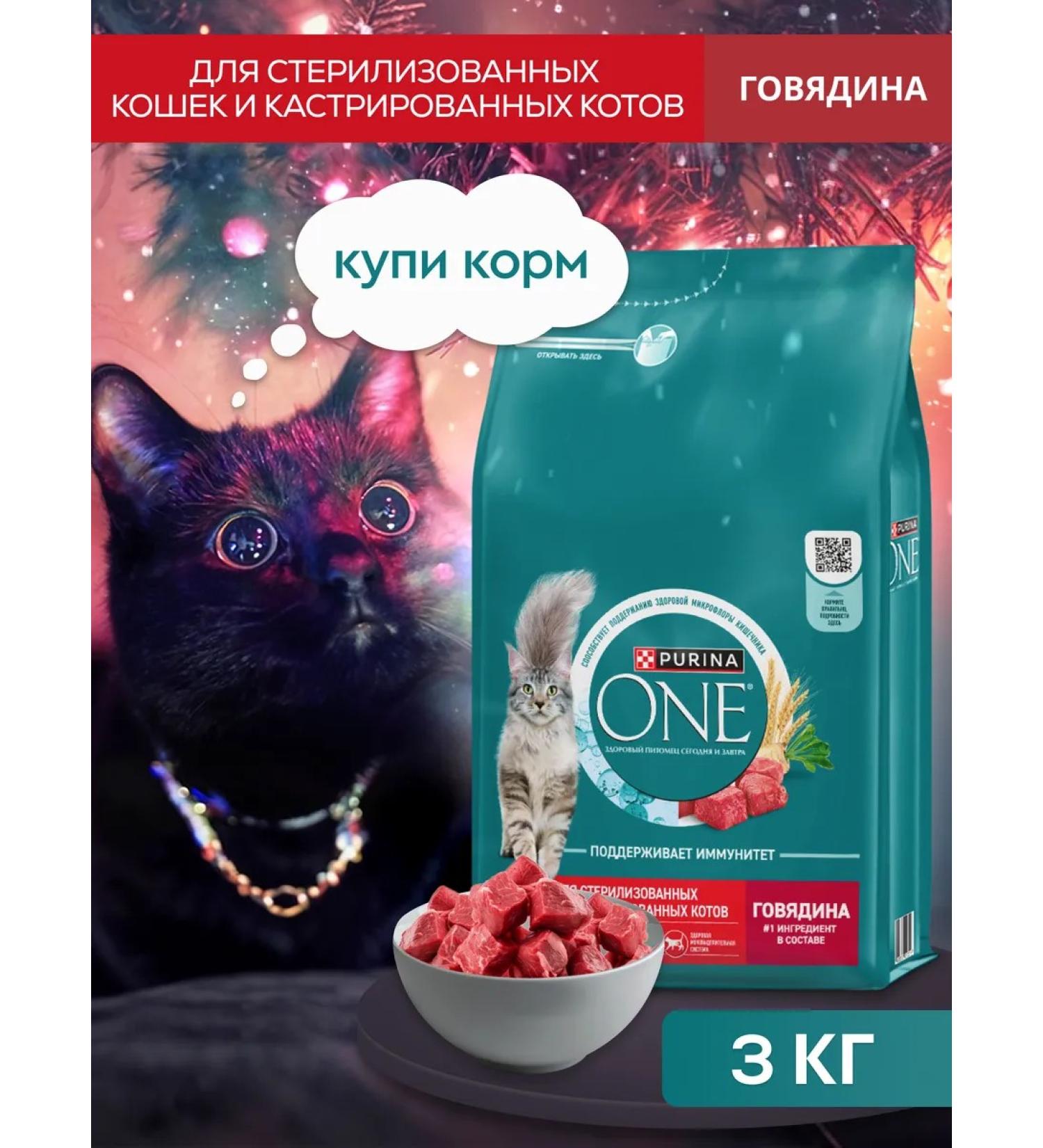 PURINA ONE Feed for sterilized cats with beef 3 kg - Buy Online on GoSupps.com
